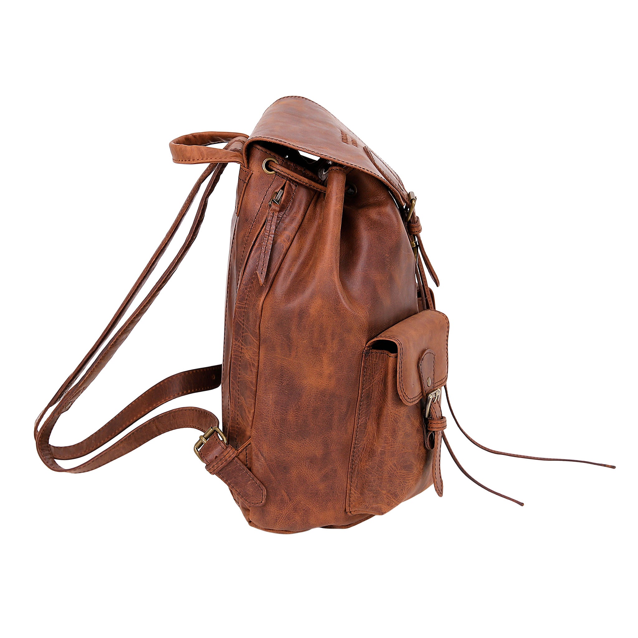 Leather Backpack 2207 - Medium Brown