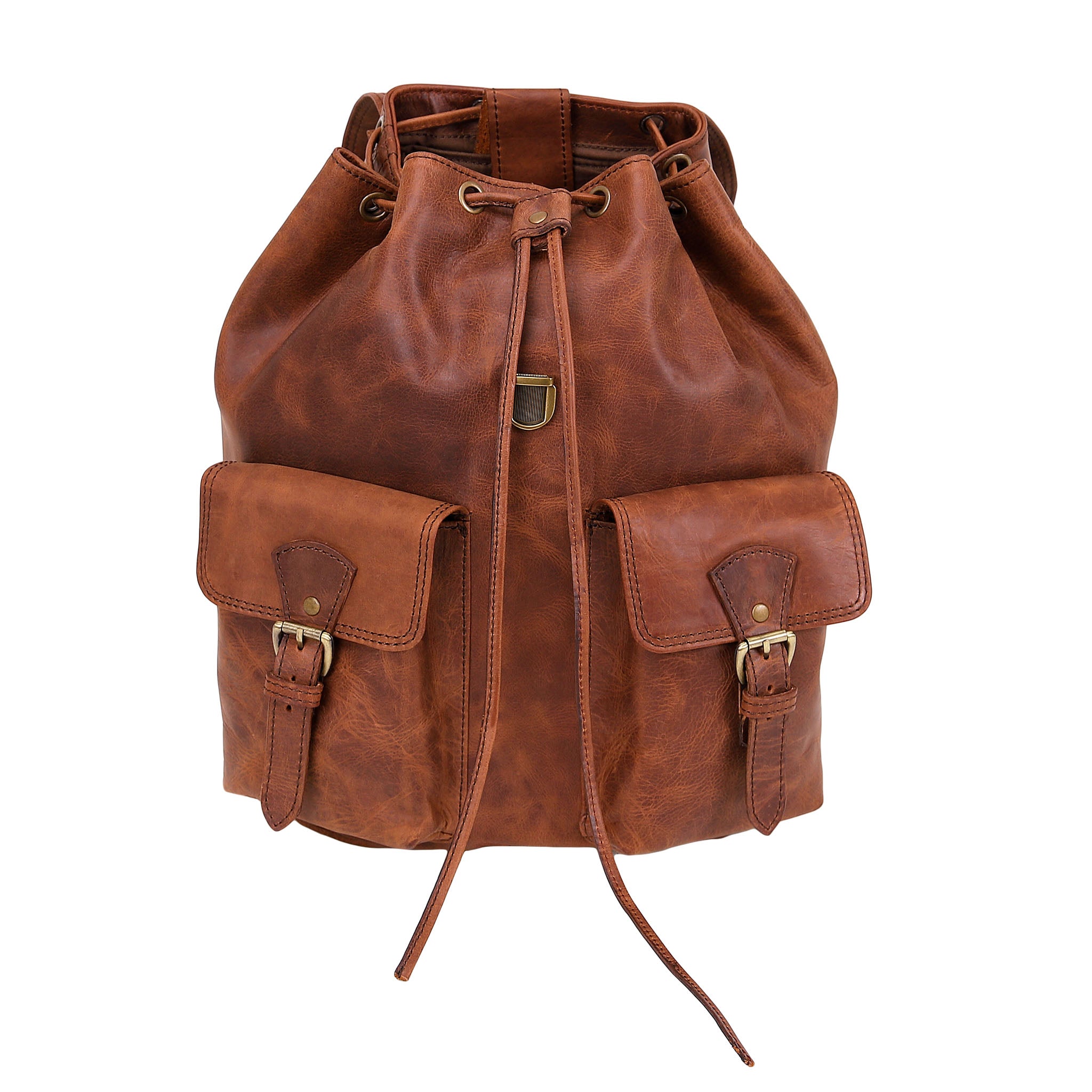 Leather Backpack 2207 - Medium Brown