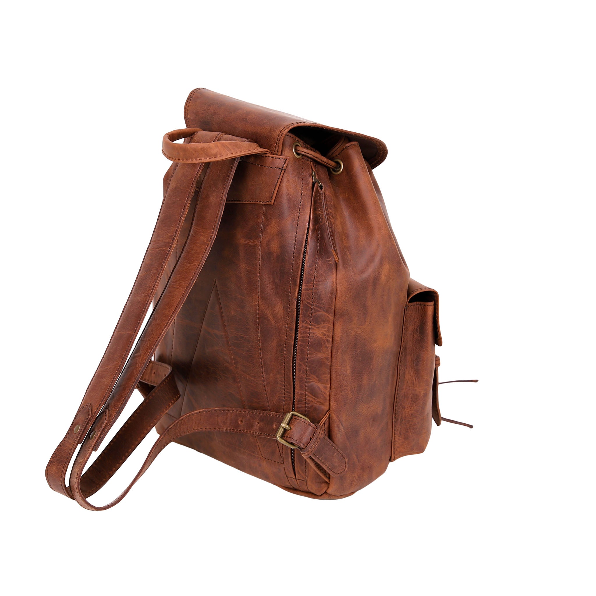 Leather Backpack 2207 - Medium Brown