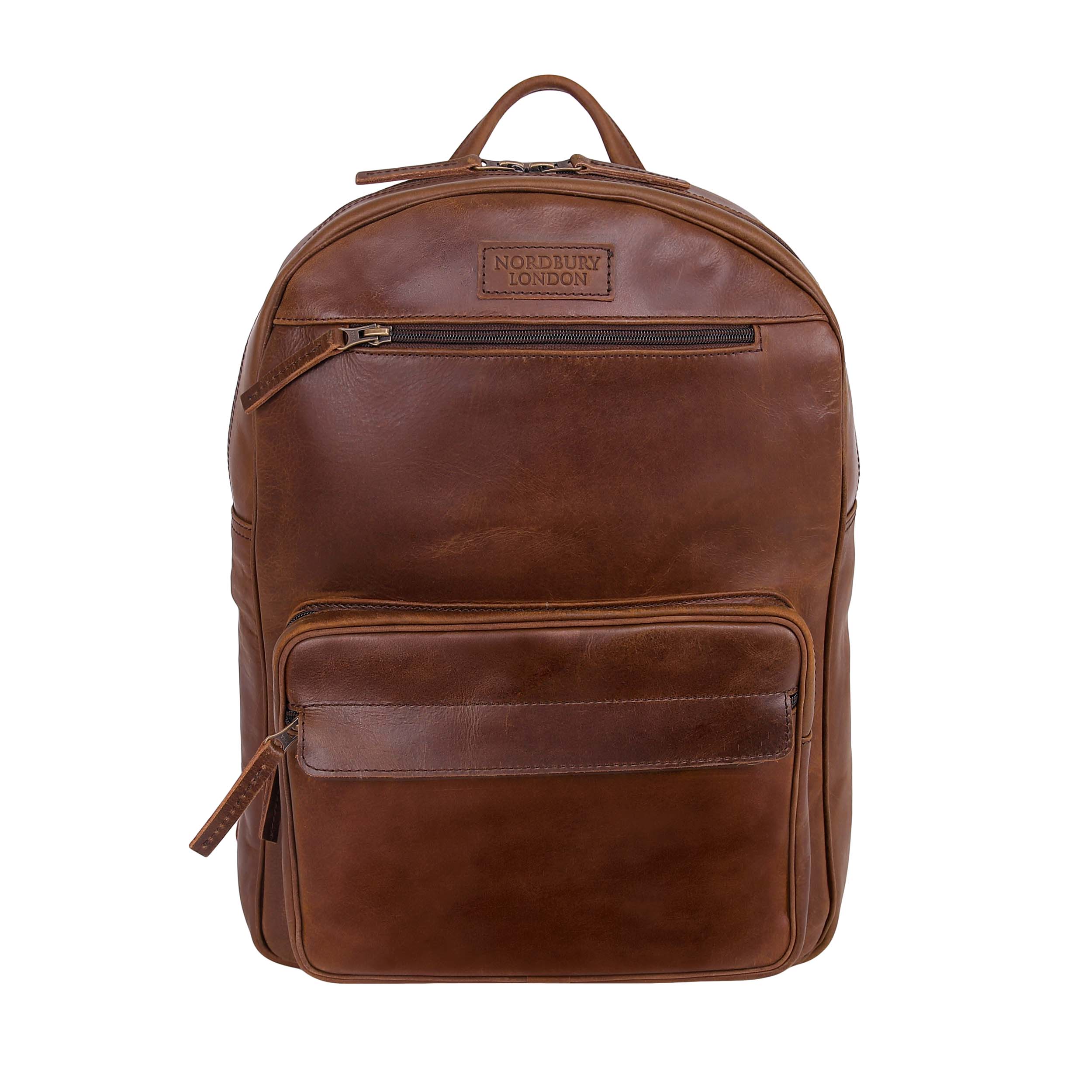 Leather Backpack 8893 - Medium Brown