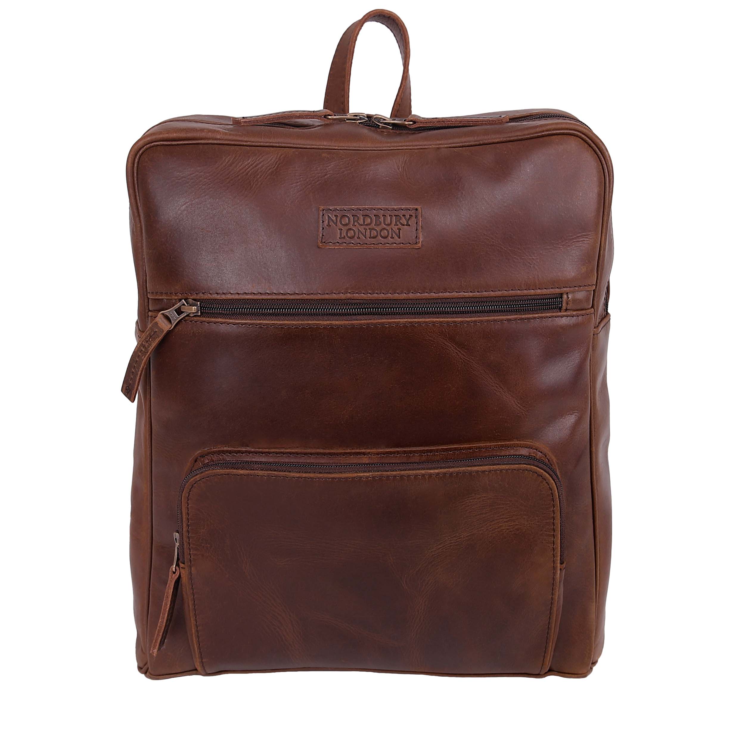 Leather Backpack 8894 - Medium Brown