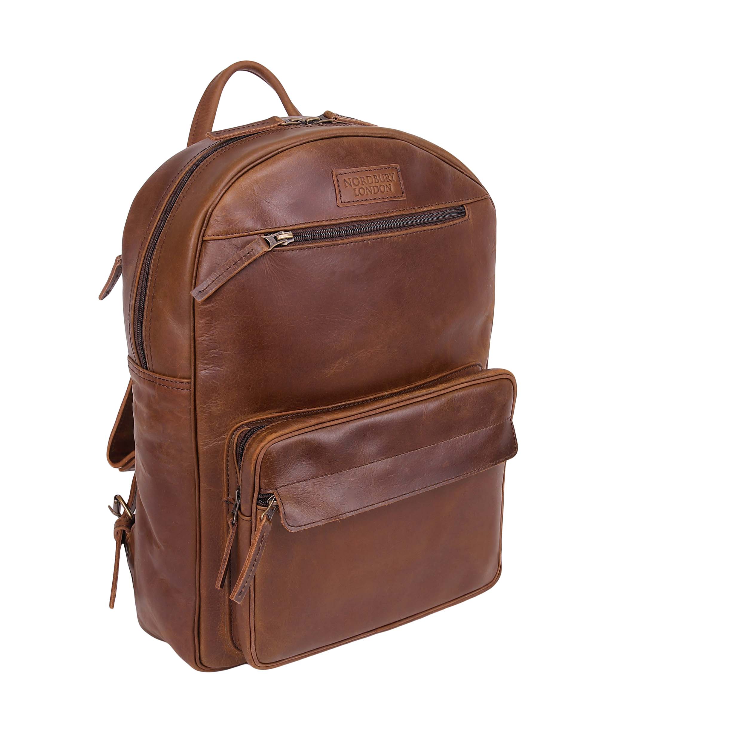 Leather Backpack 8893 - Medium Brown