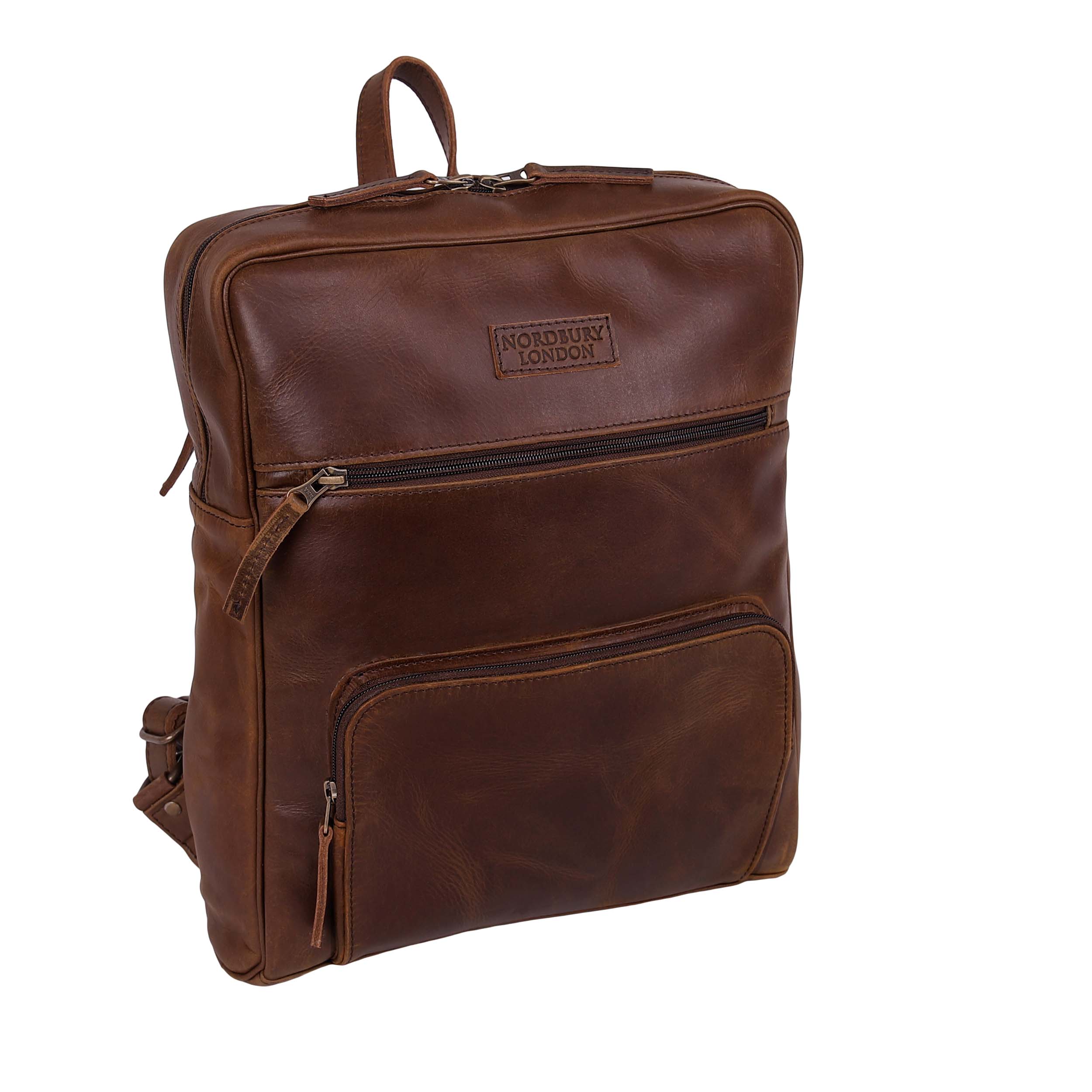 Leather Backpack 8894 - Medium Brown