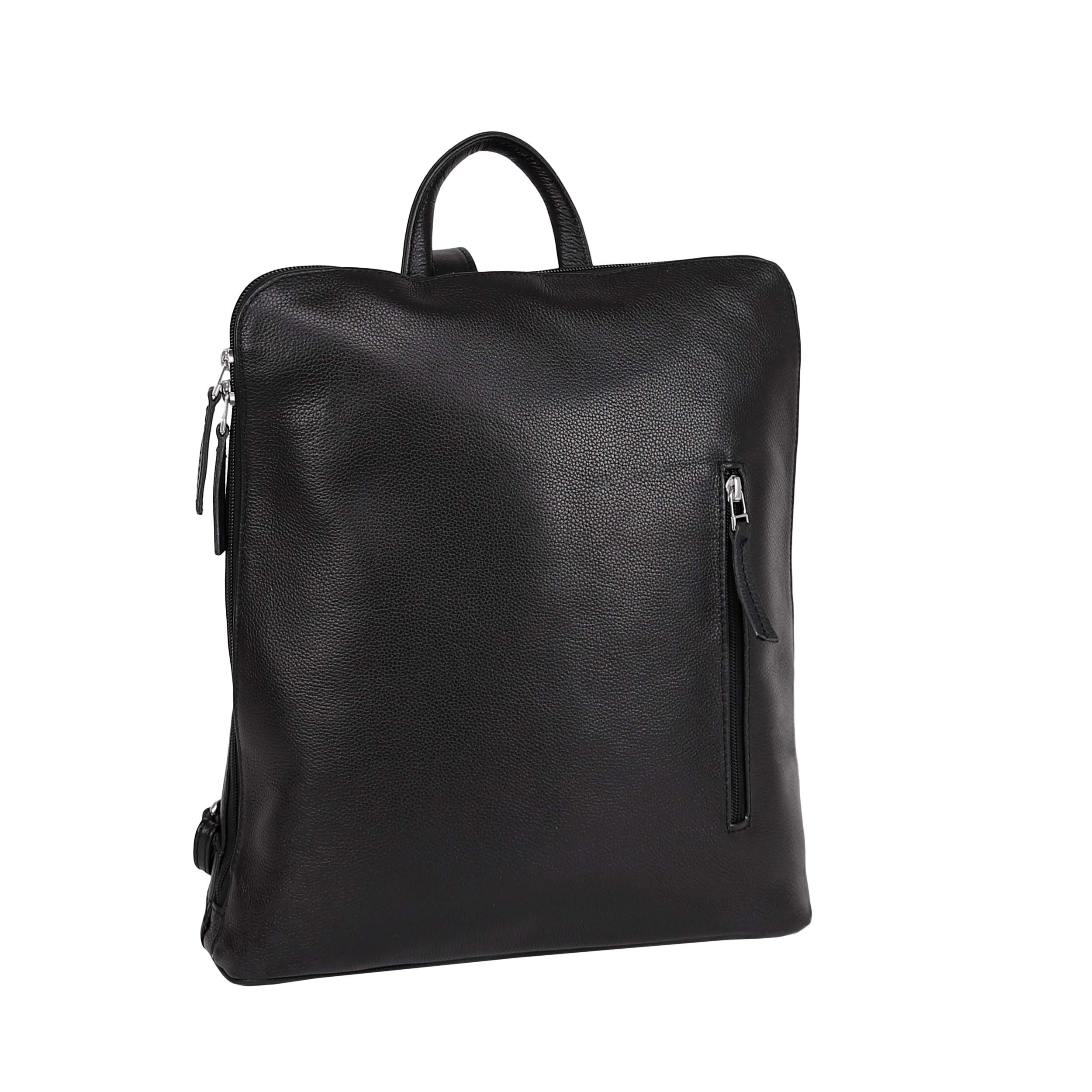 Leather Backpack 8895 - Black