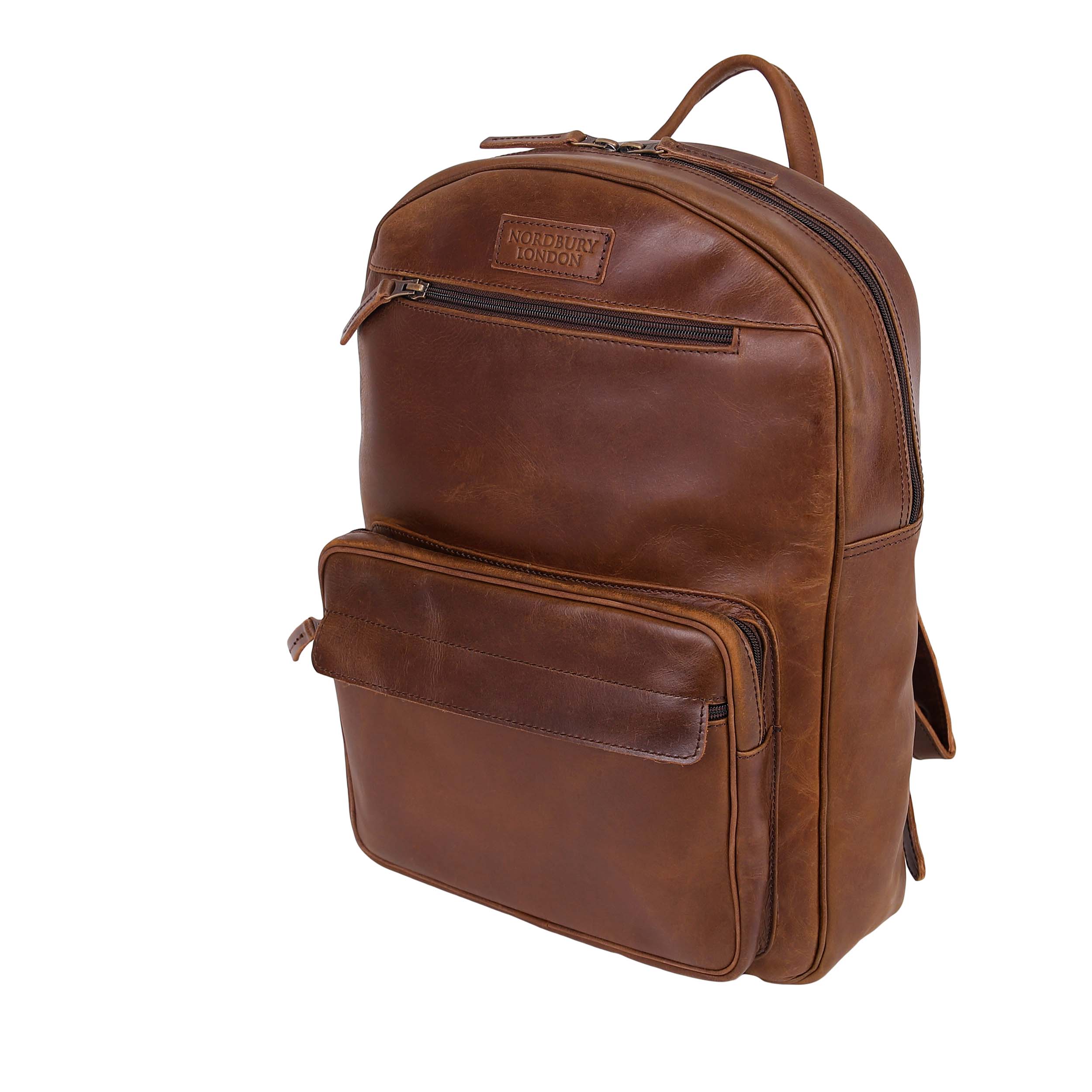 Leather Backpack 8893 - Medium Brown