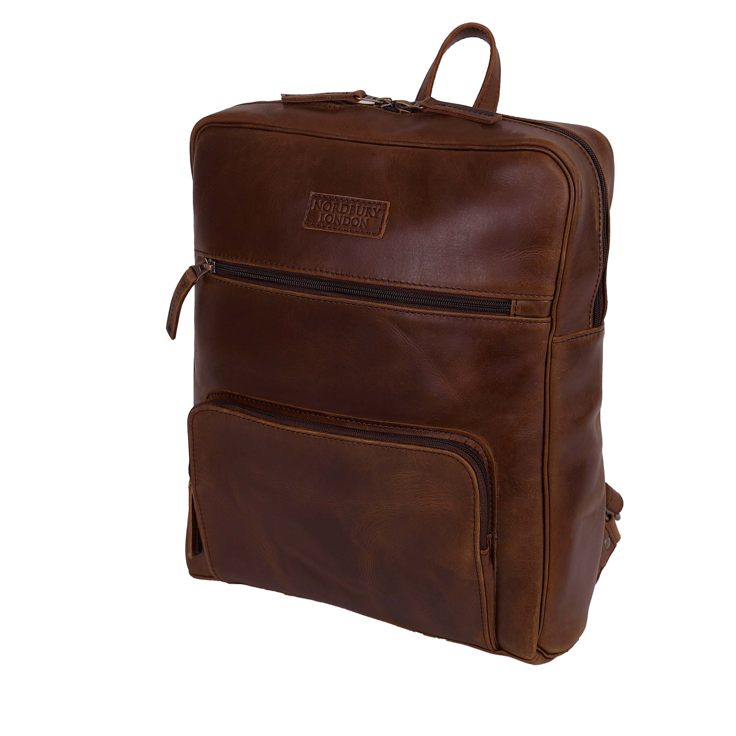 Leather Backpack 8894 - Medium Brown