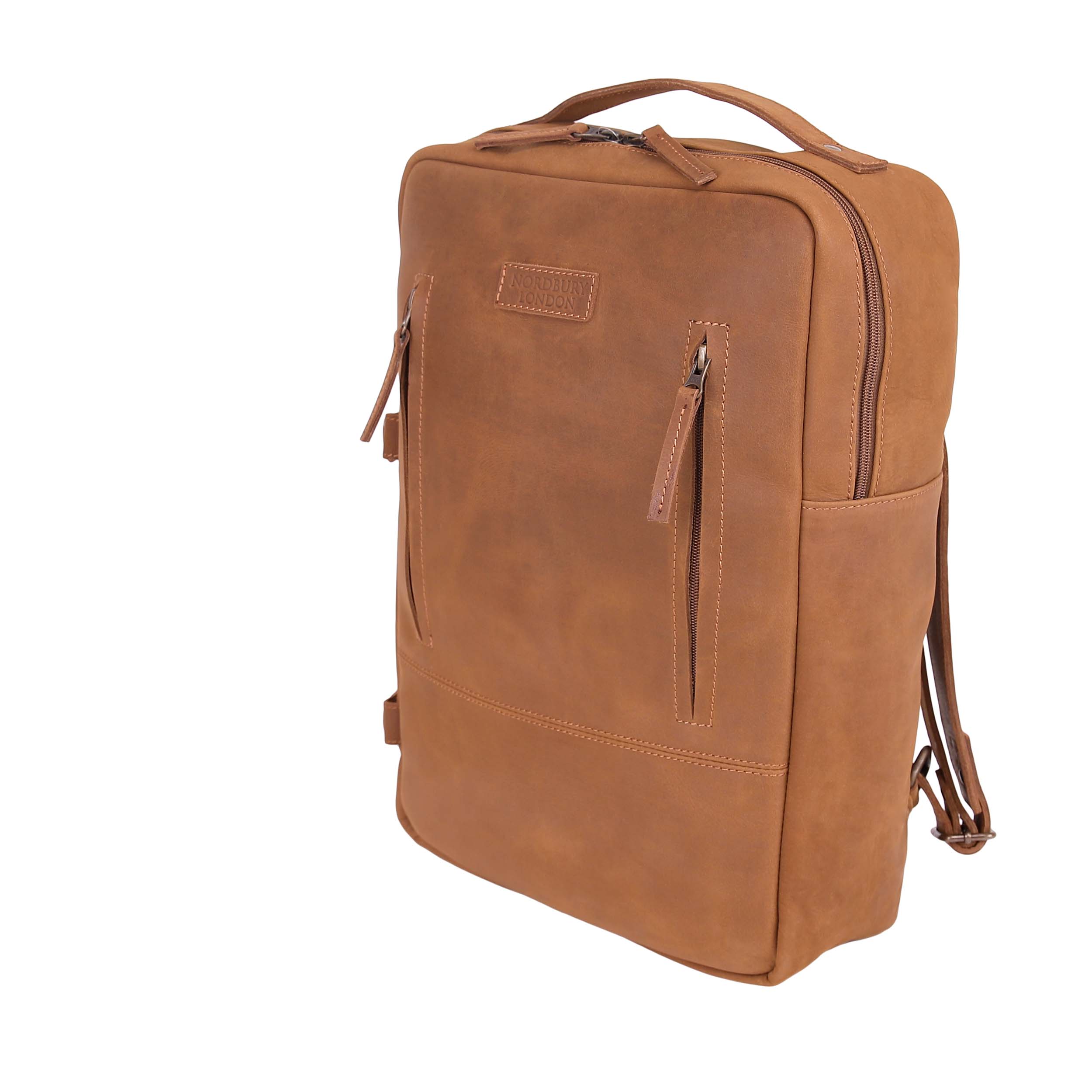 Leather Backpack 8892 - Light Brown