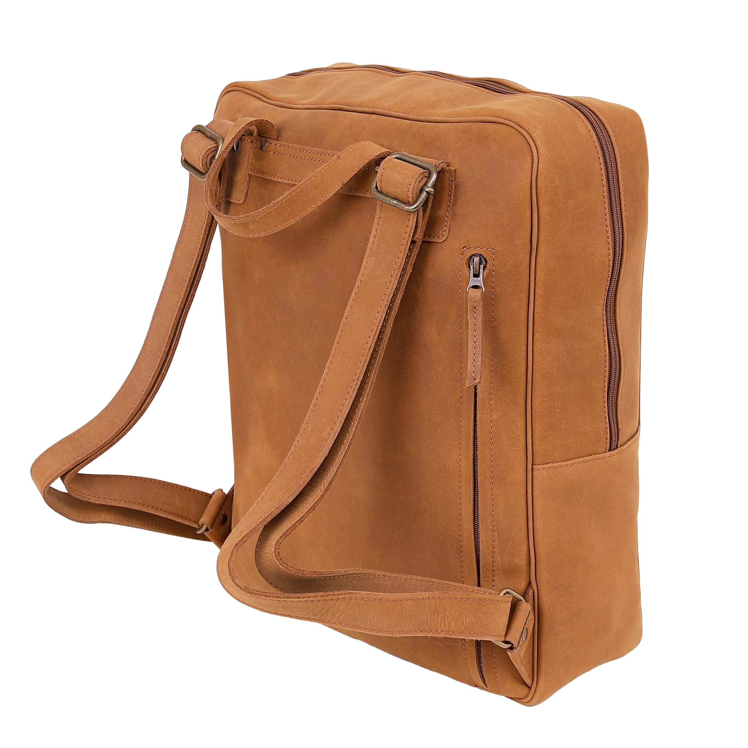 Leather Backpack 8896 - Light Brown