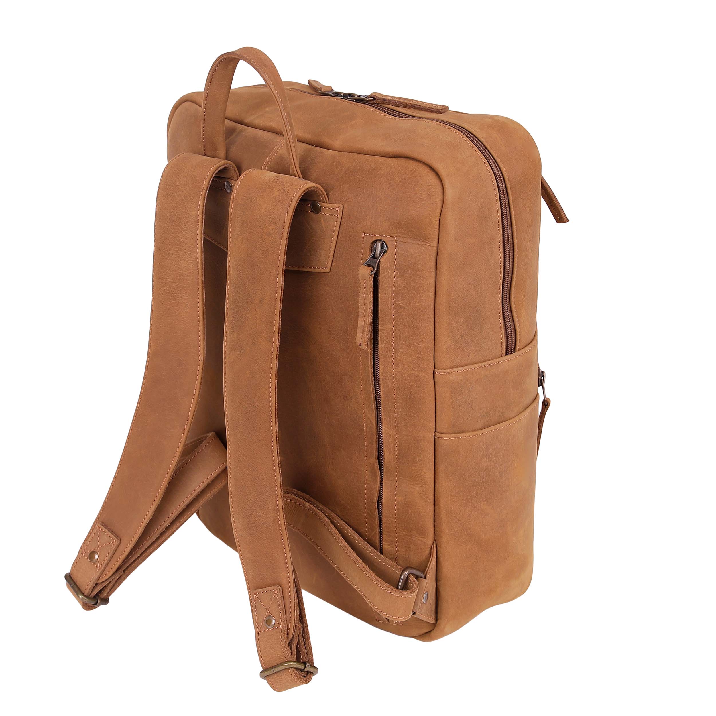 Leather Backpack 8890 - Light Brown