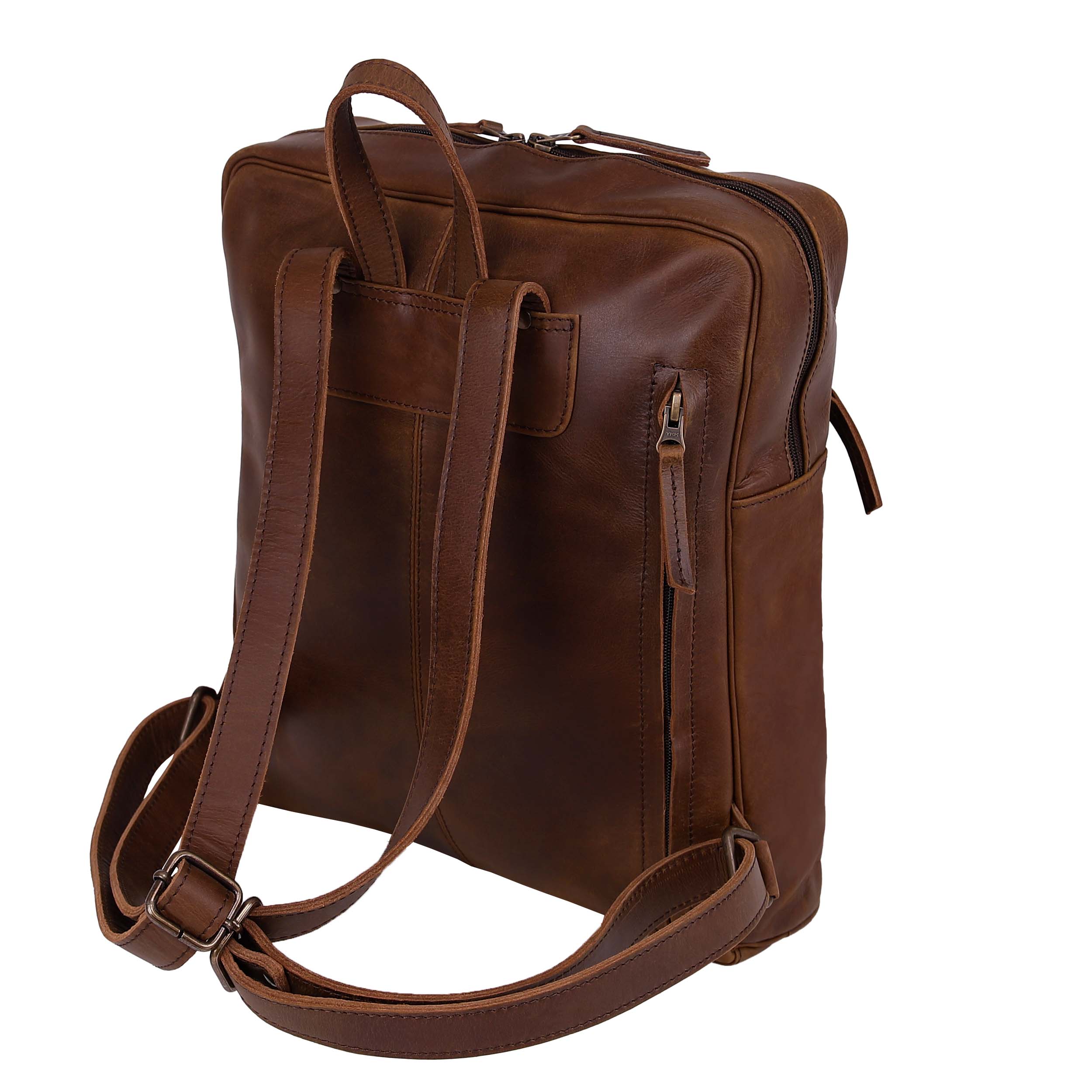 Leather Backpack 8894 - Medium Brown