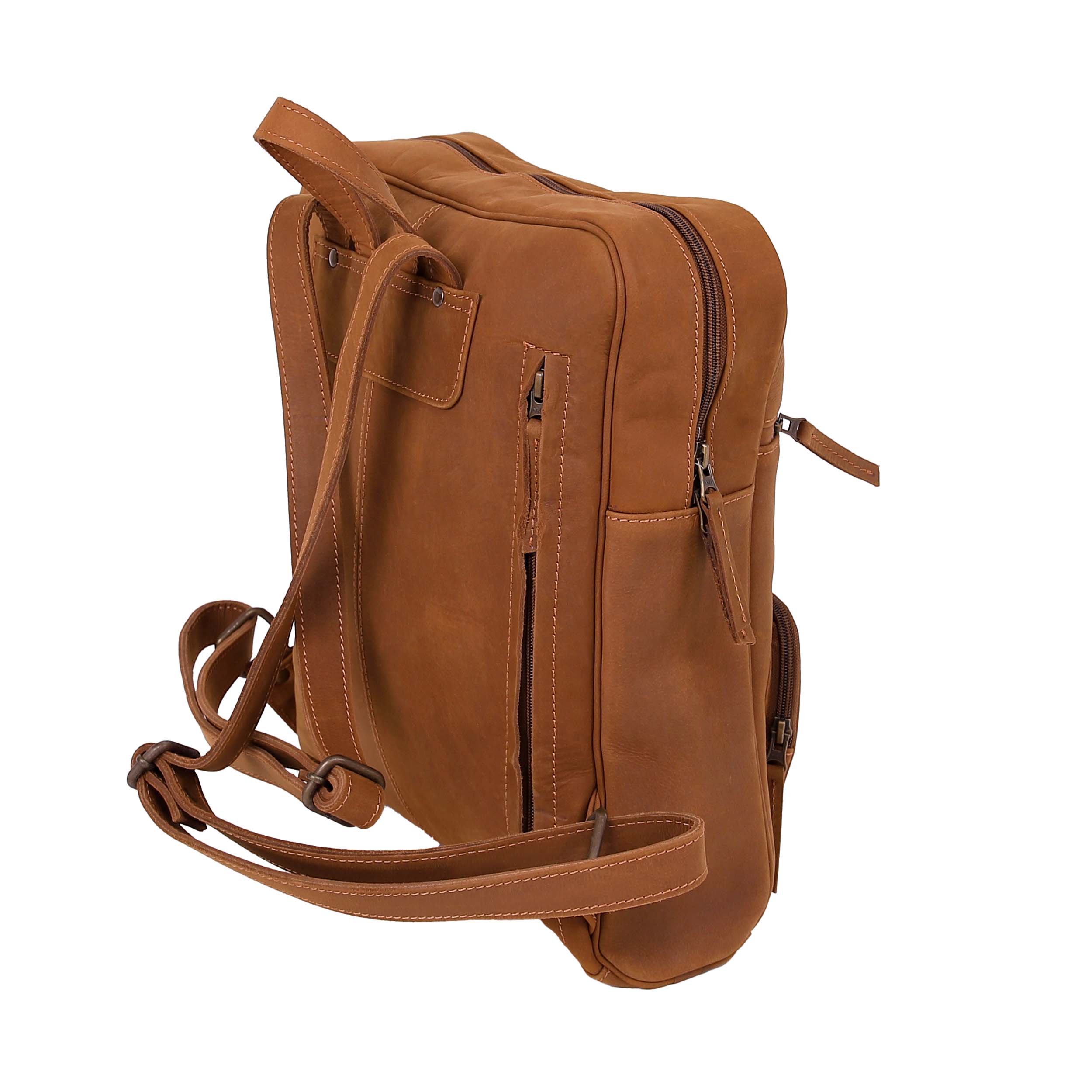 Leather Backpack 8894 - Light Brown