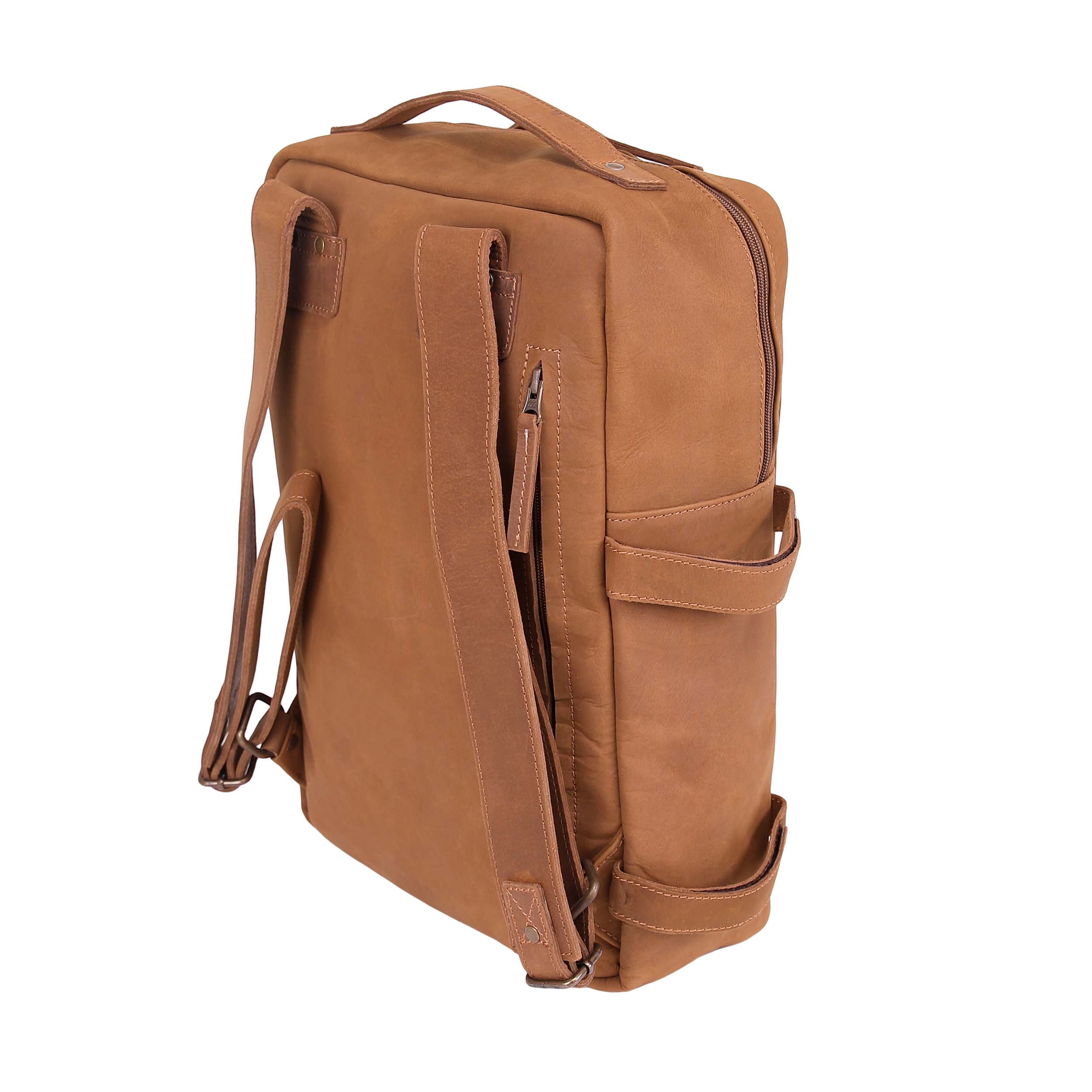 Leather Backpack 8892 - Light Brown