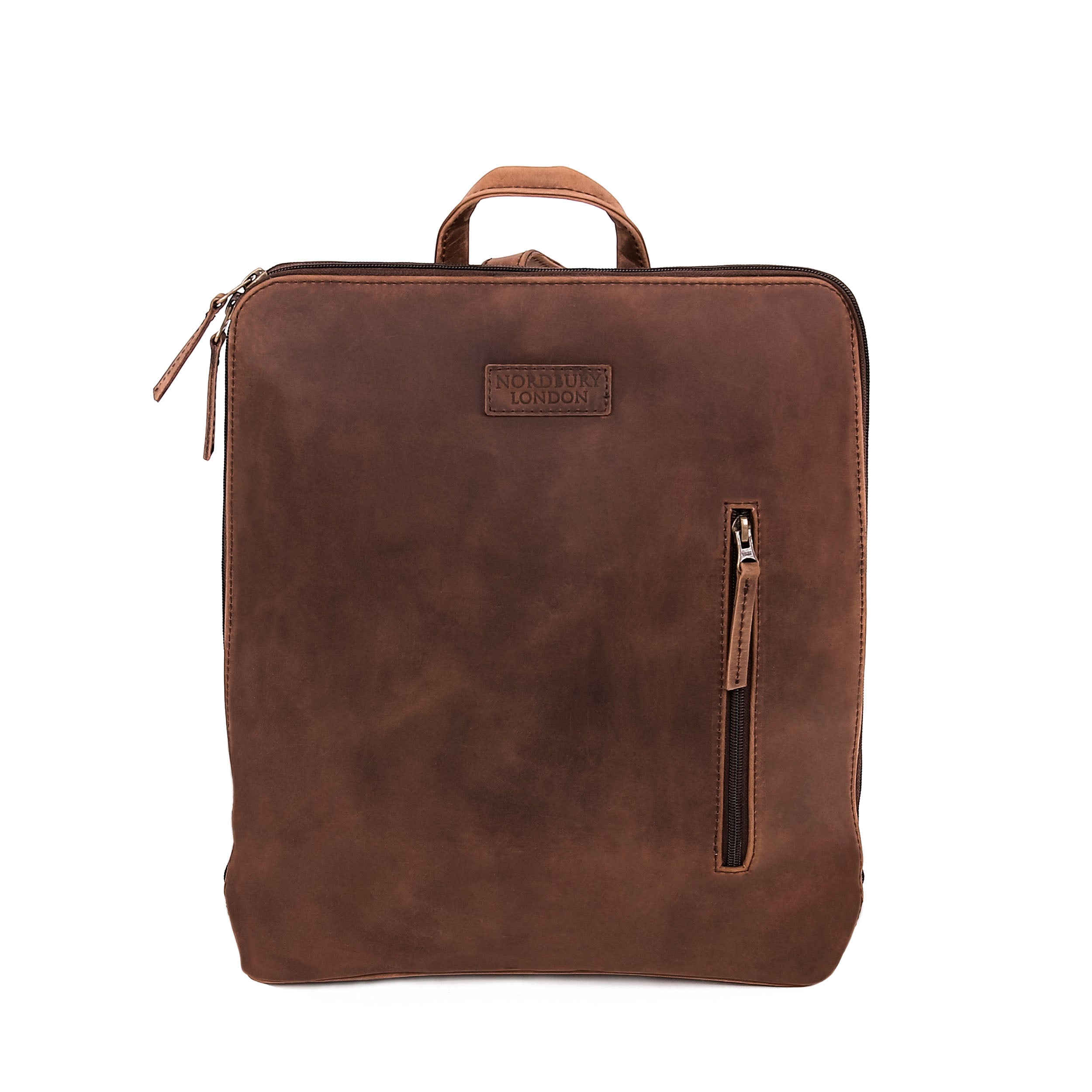 Leather Backpack 8895 - Medium Brown