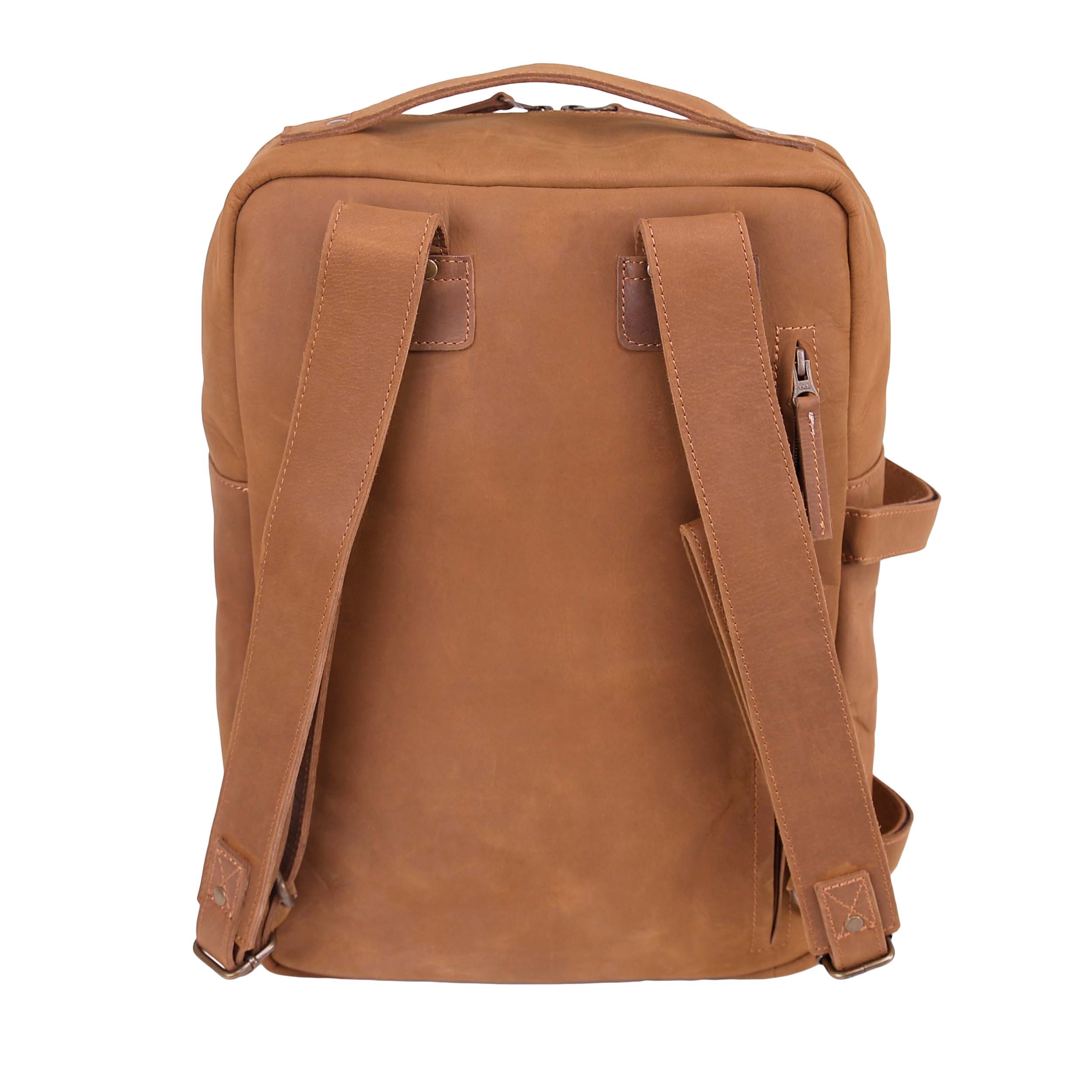 Leather Backpack 8892 - Light Brown