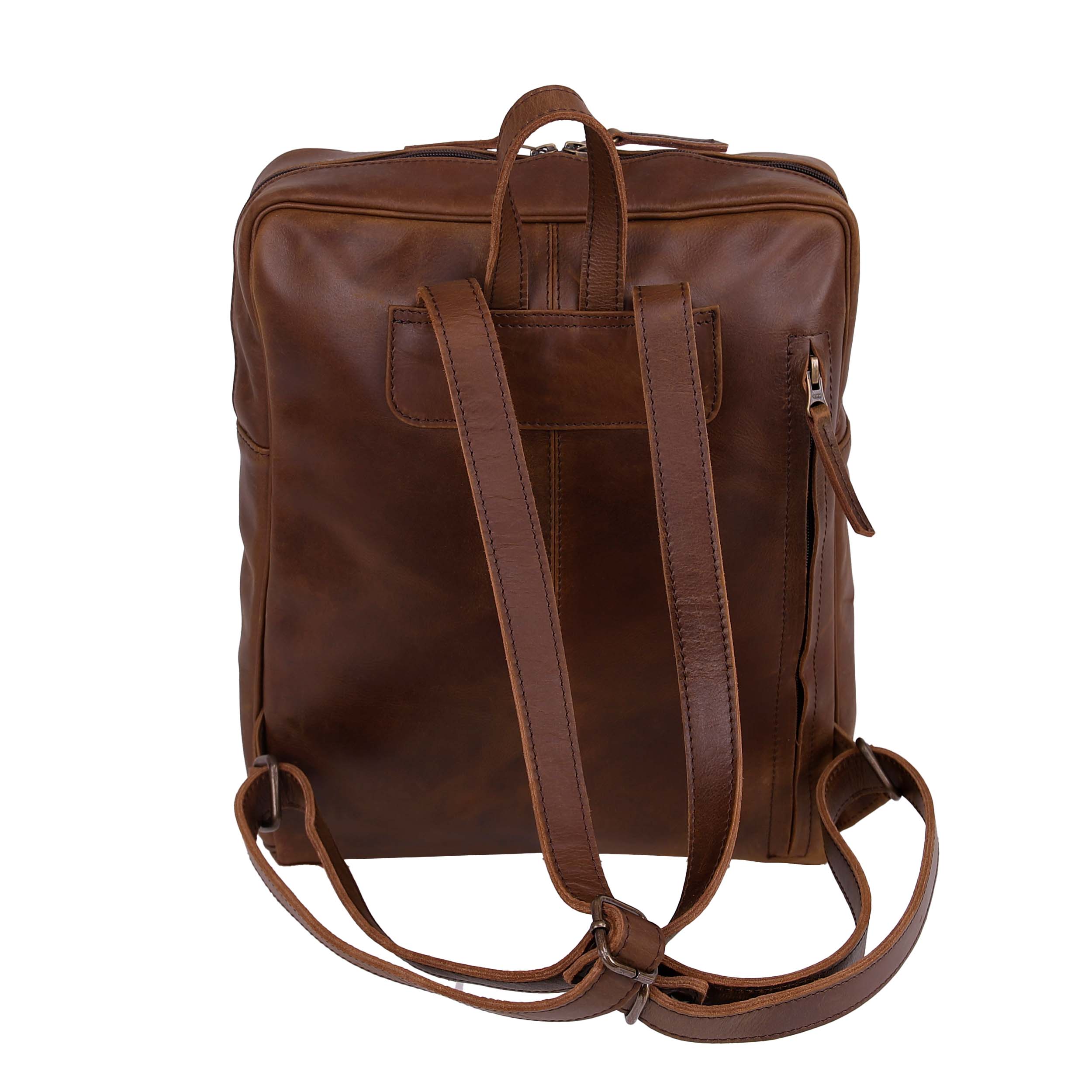 Leather Backpack 8894 - Medium Brown