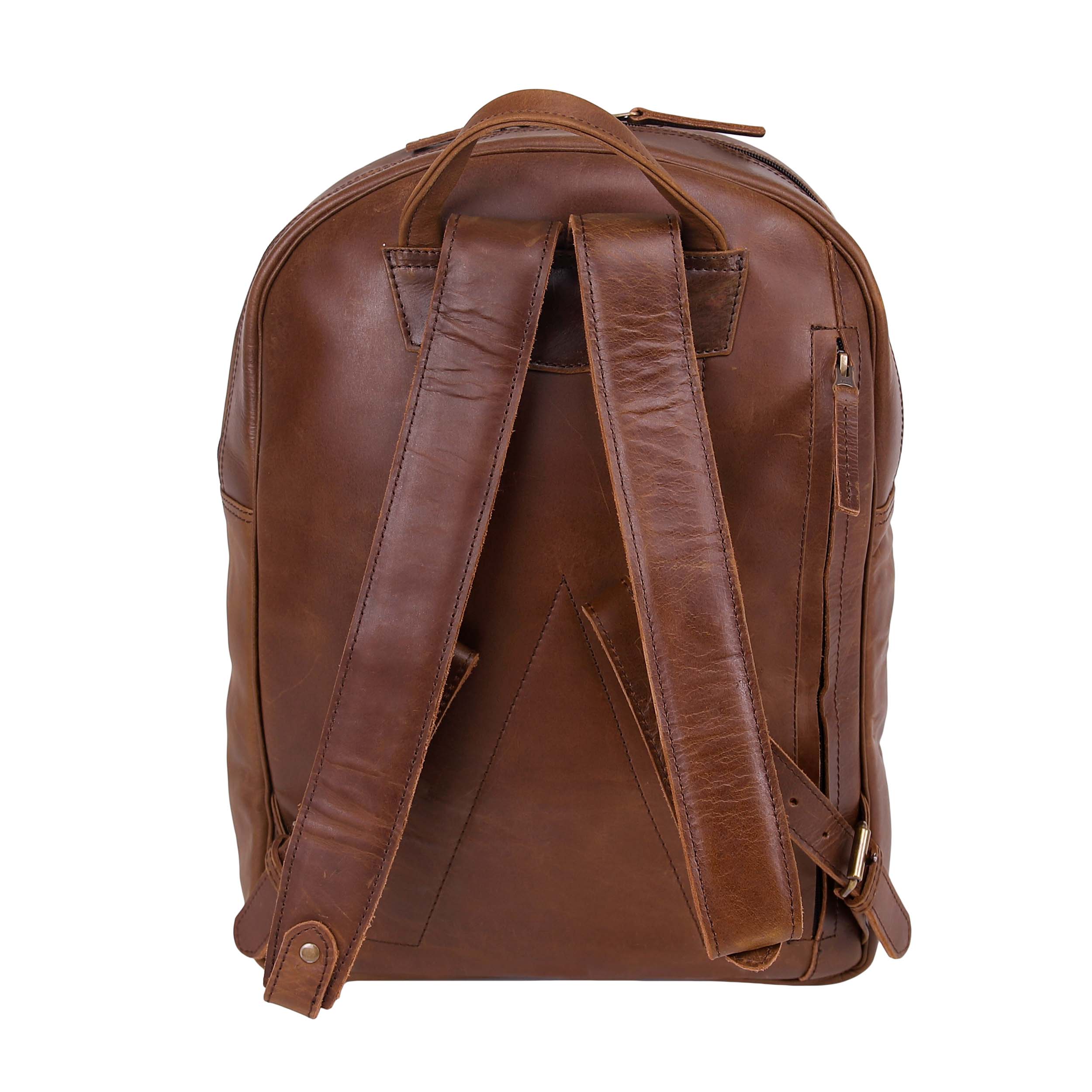 Leather Backpack 8893 - Medium Brown