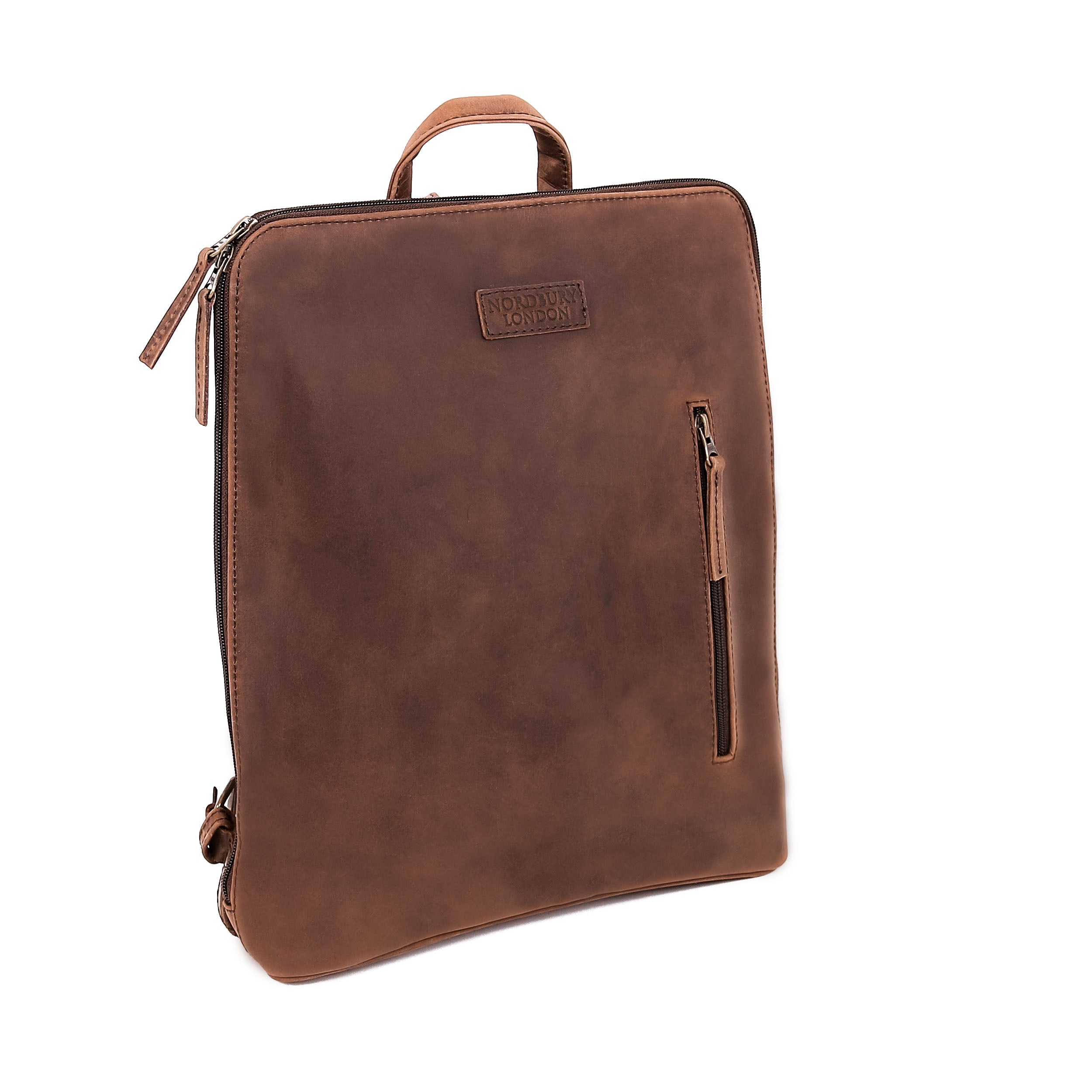 Leather Backpack 8895 - Medium Brown