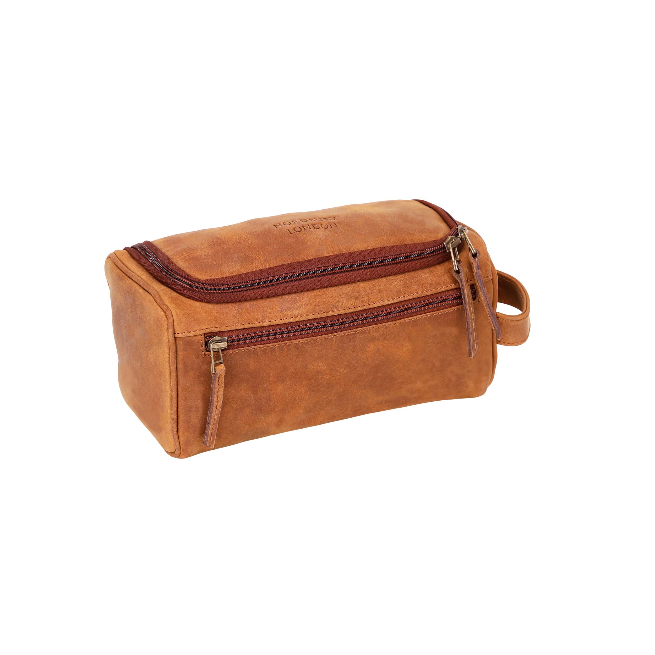 Leather Wash Bag 1901 - Light Brown