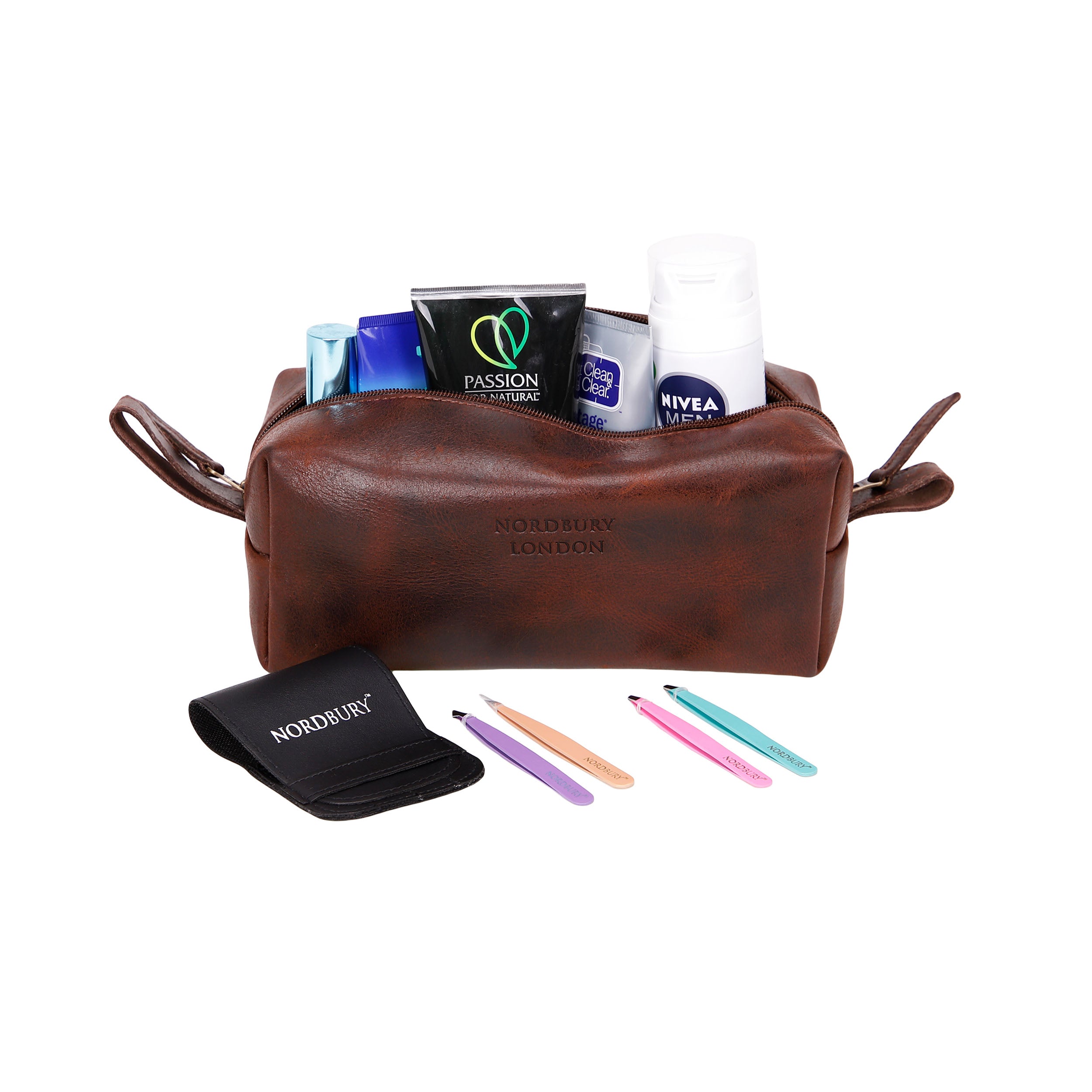 Leather Wash Bag 1904 - Dark Brown