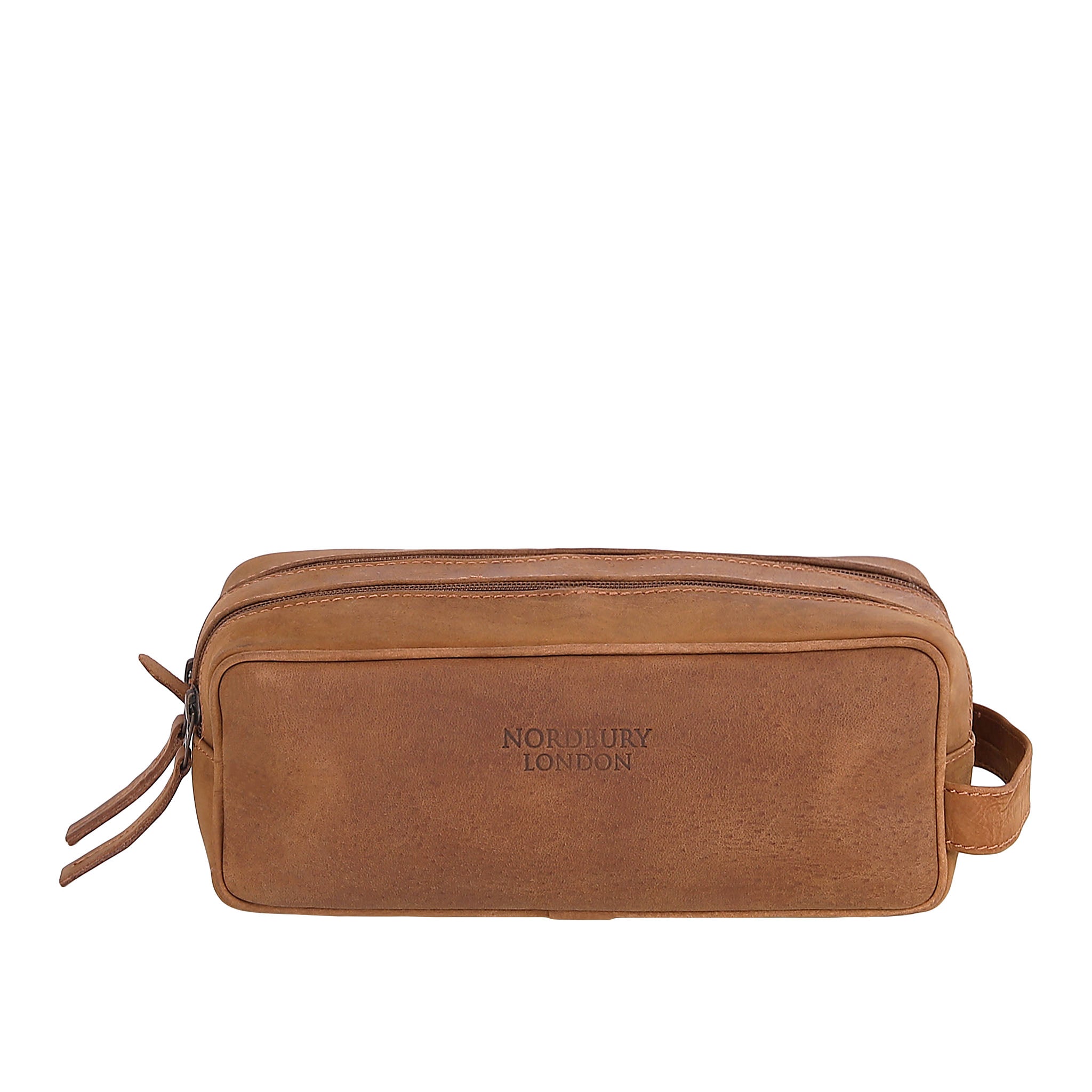 Leather Wash Bag 6662 - Light Brown