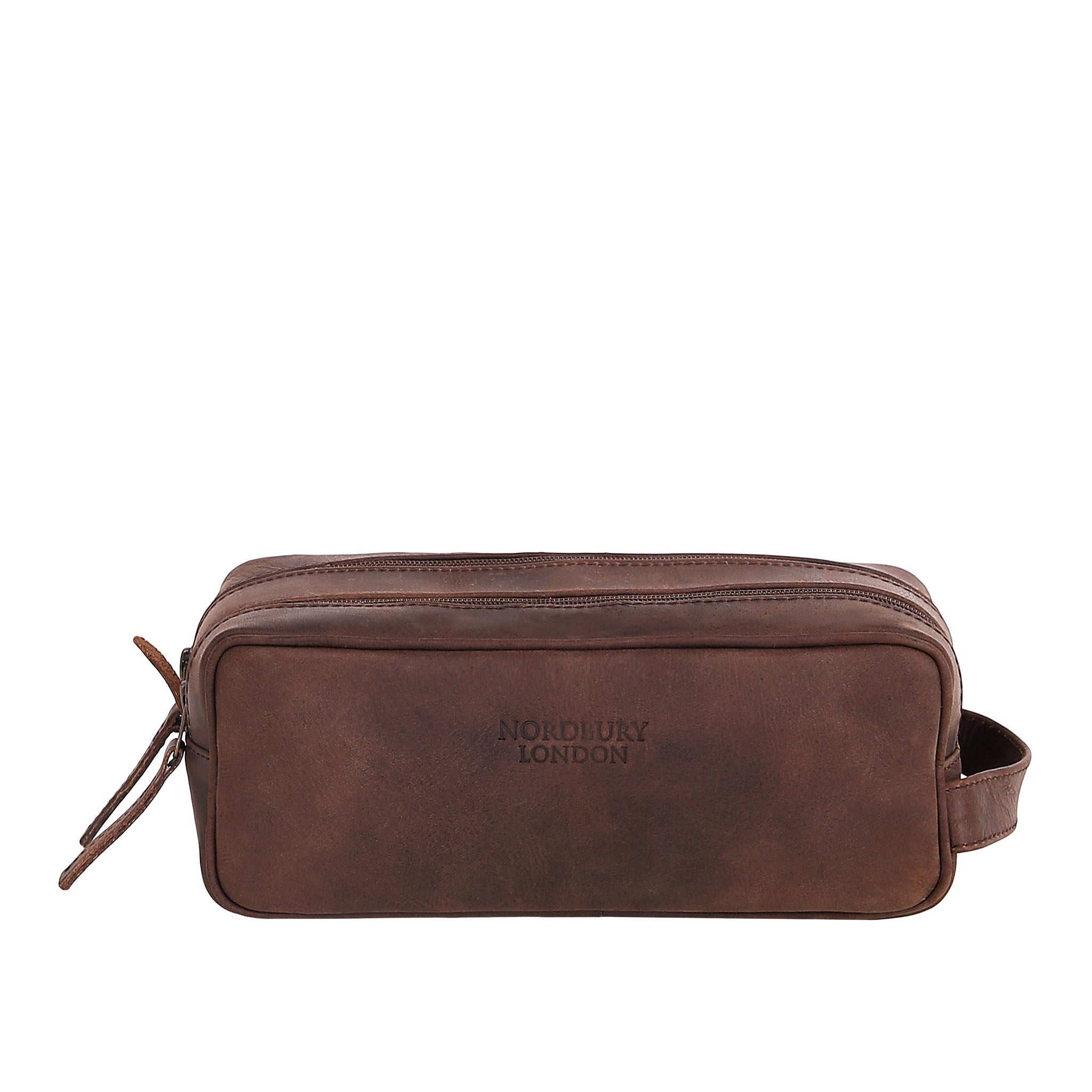 Leather Wash Bag 6662 - Dark Brown