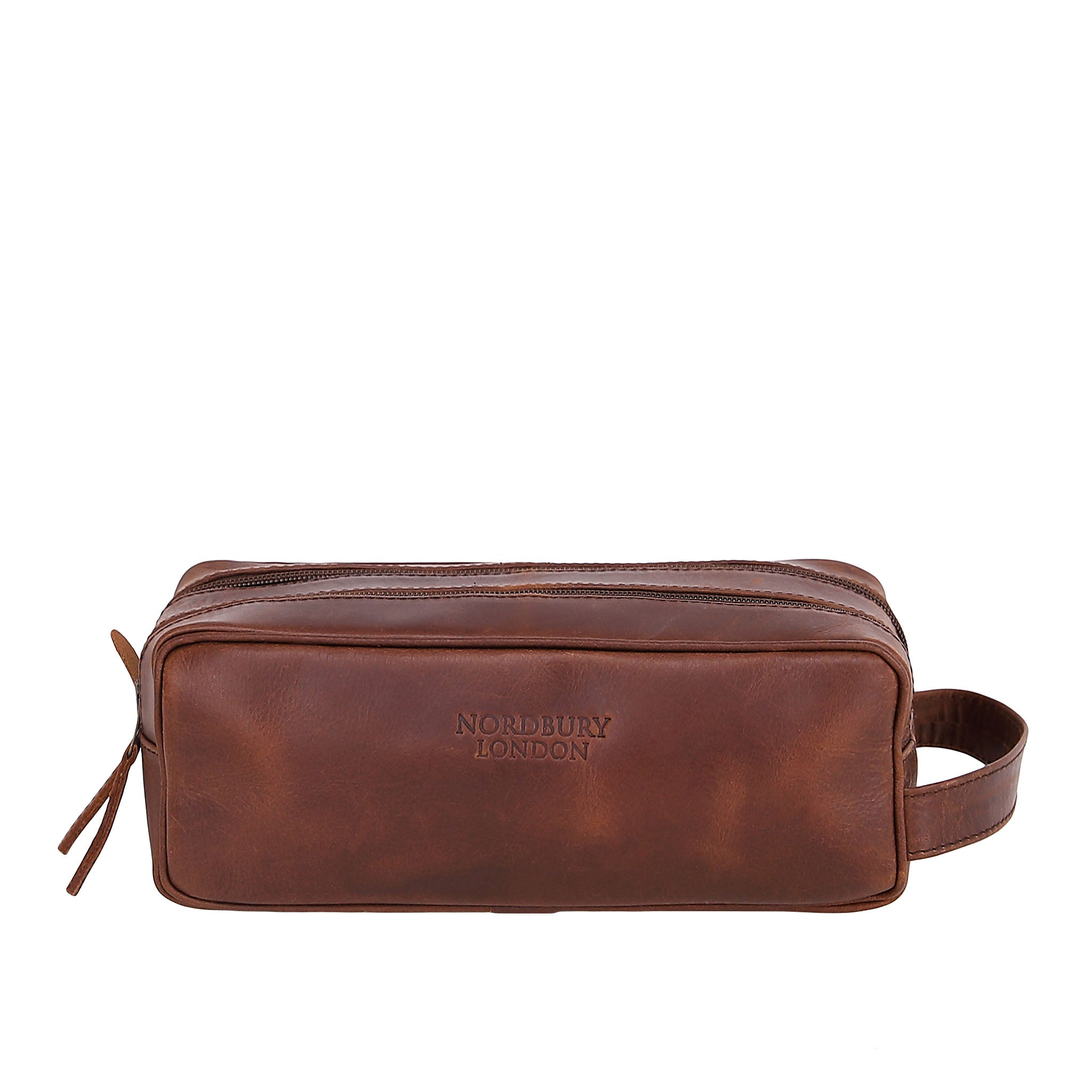 Leather Wash Bag 6662 - Medium Brown