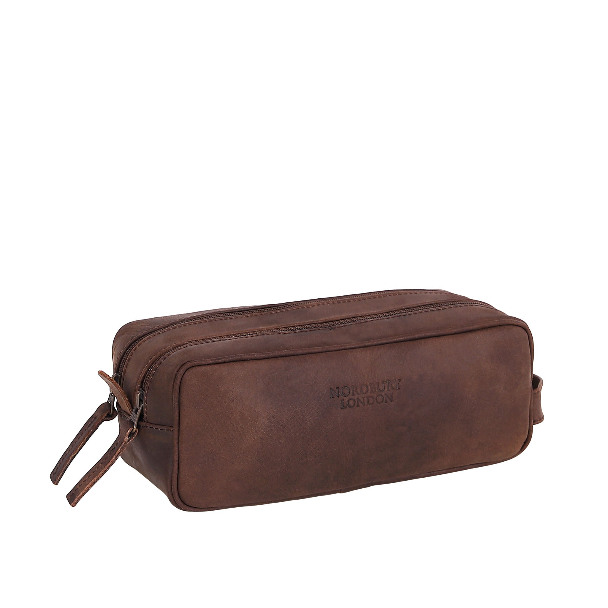 Leather Wash Bag 6662 - Dark Brown