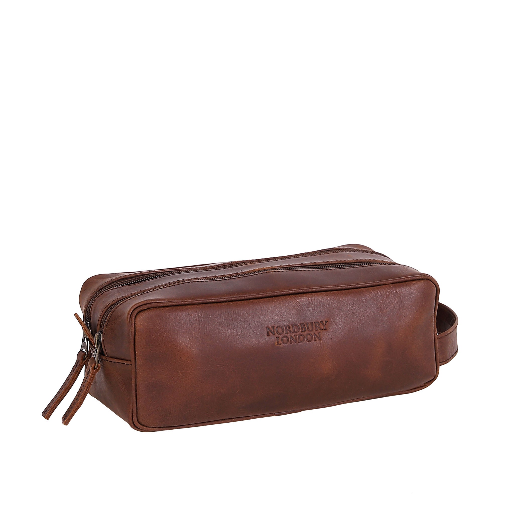 Leather Wash Bag 6662 - Medium Brown