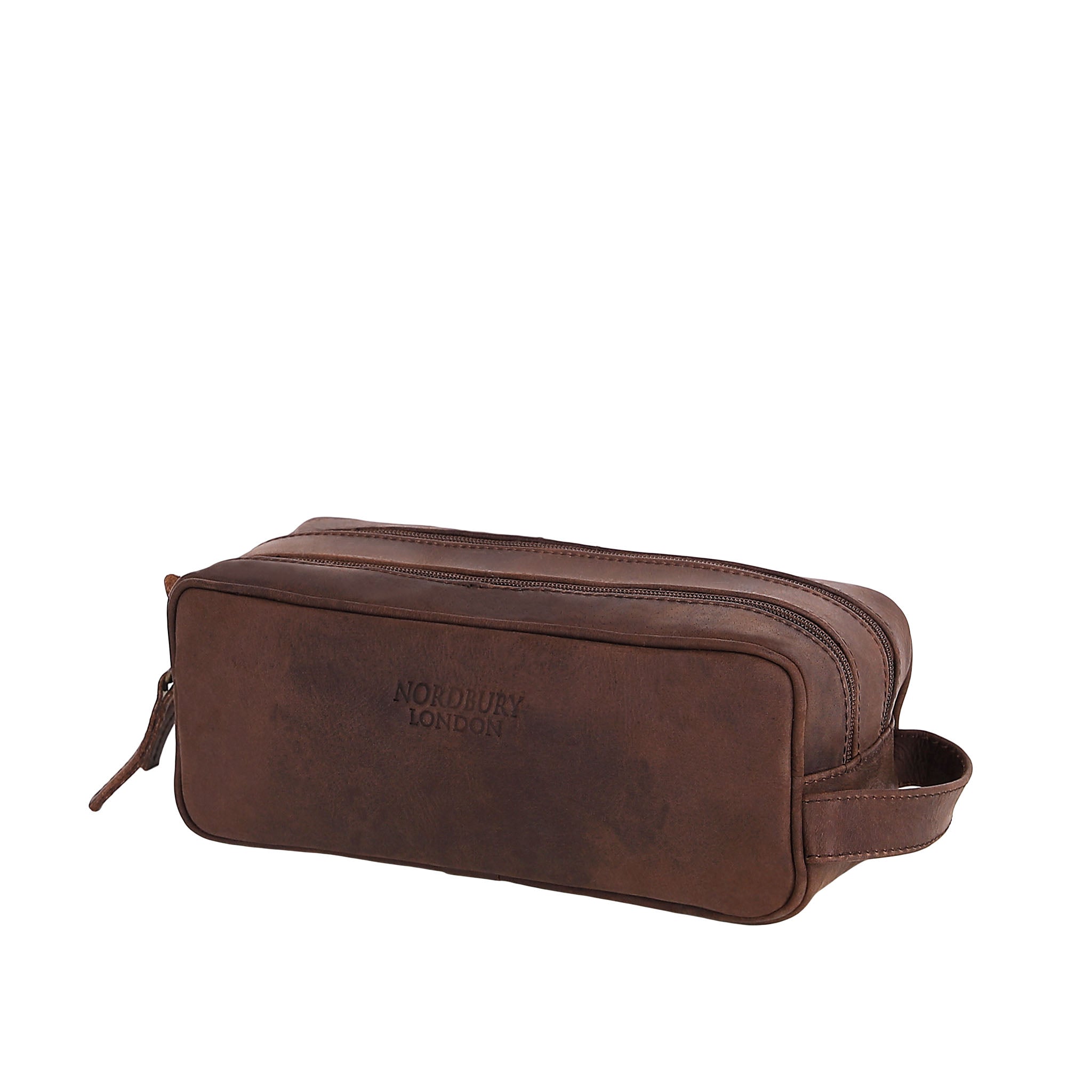 Leather Wash Bag 6662 - Dark Brown