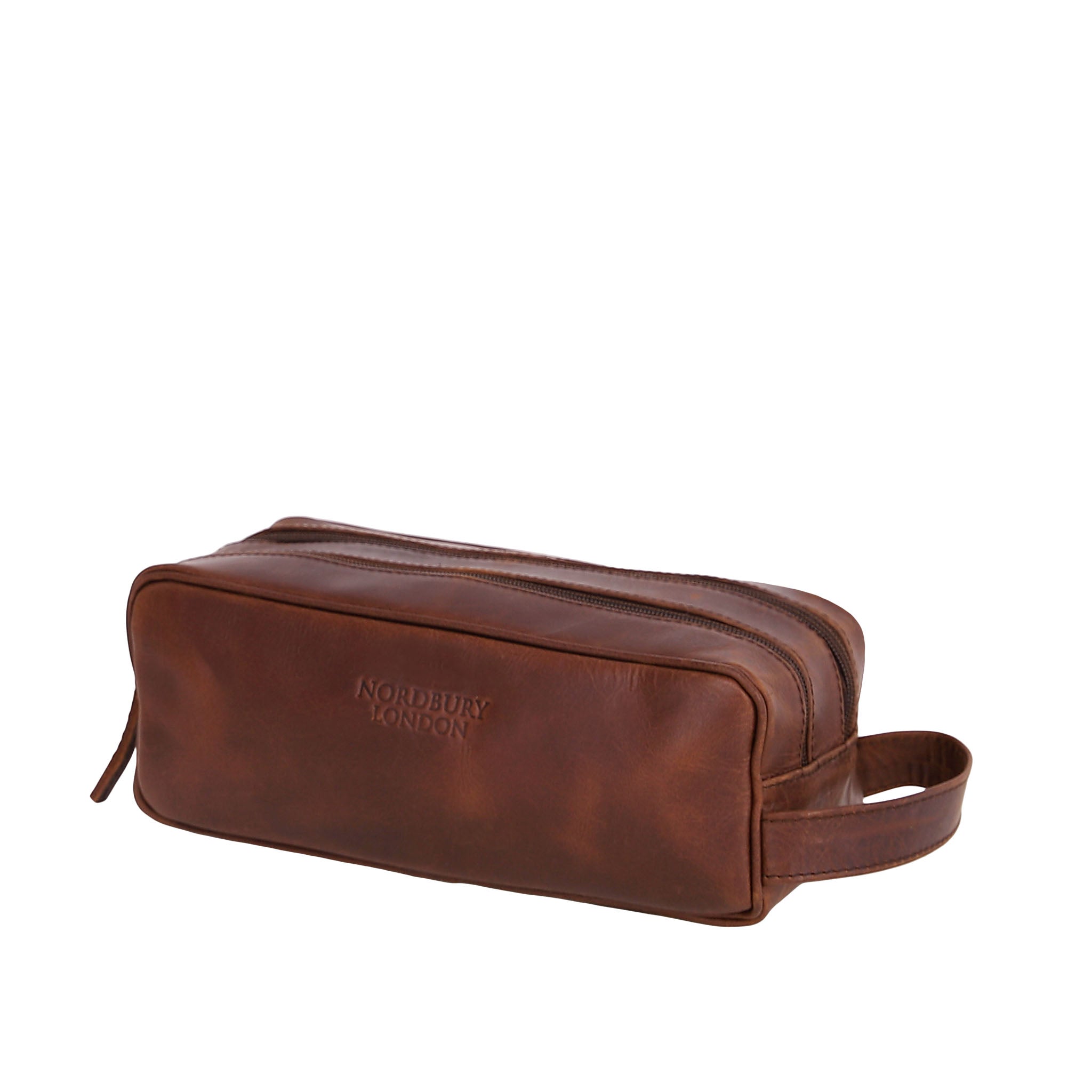 Leather Wash Bag 6662 - Medium Brown