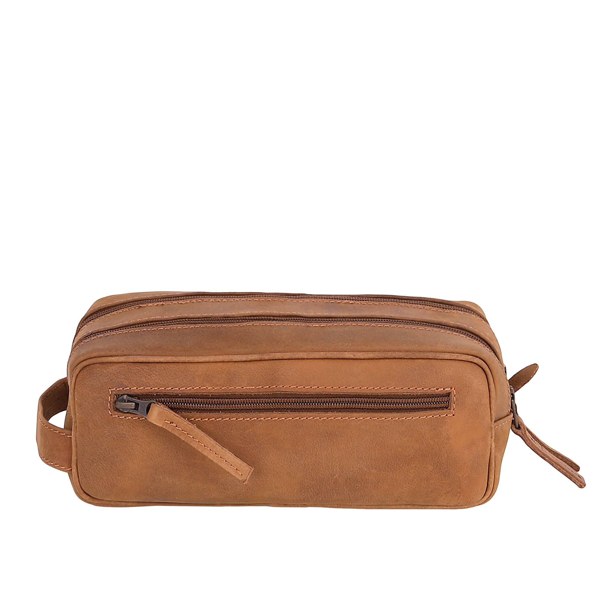 Leather Wash Bag 6662 - Light Brown