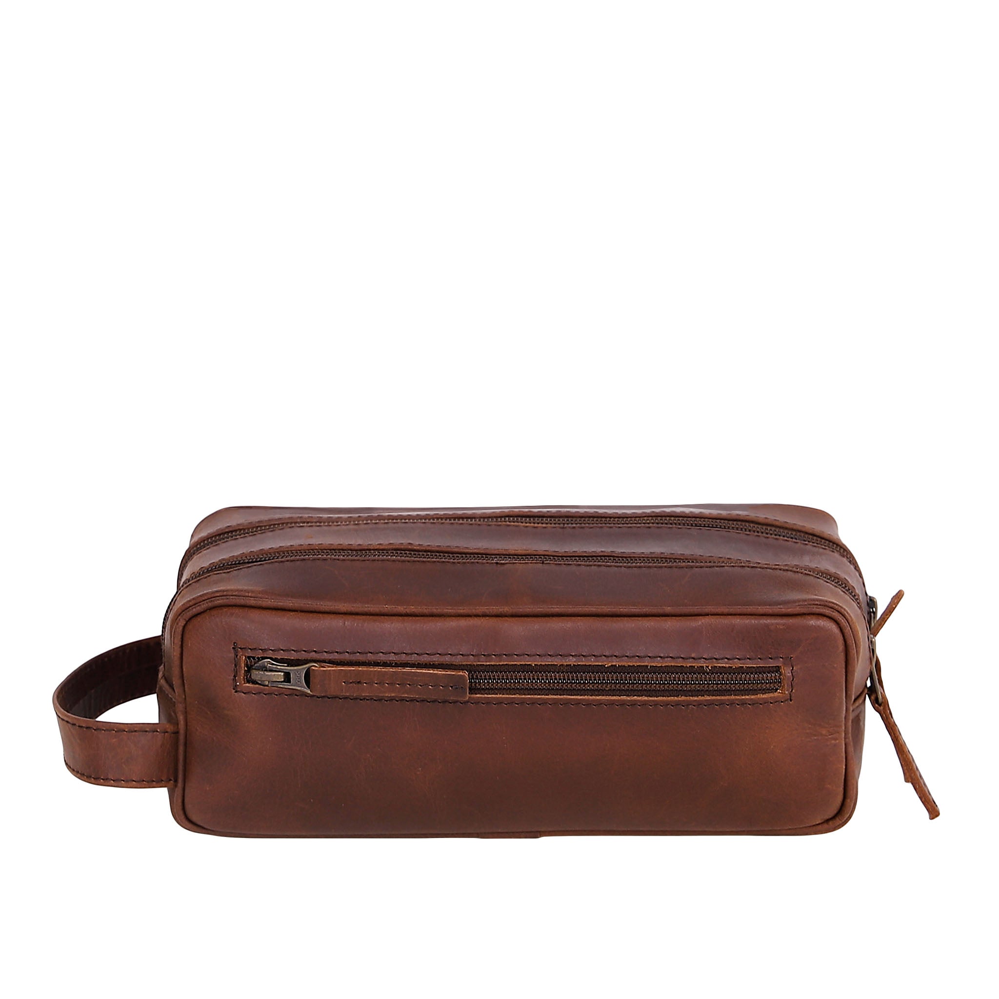 Leather Wash Bag 6662 - Medium Brown