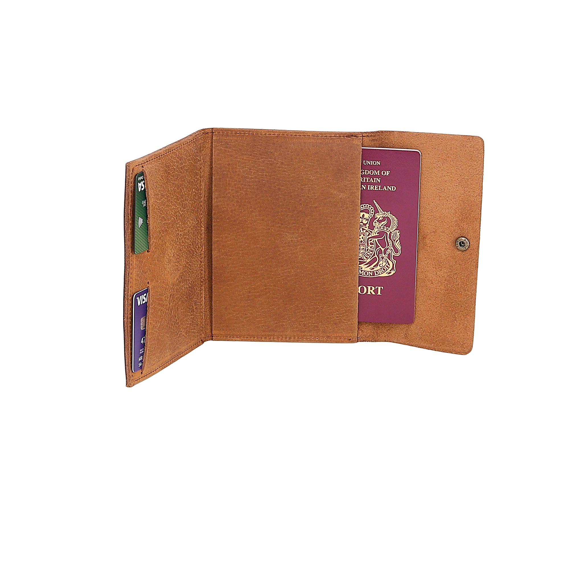 Leather Passport Holder - Light Brown