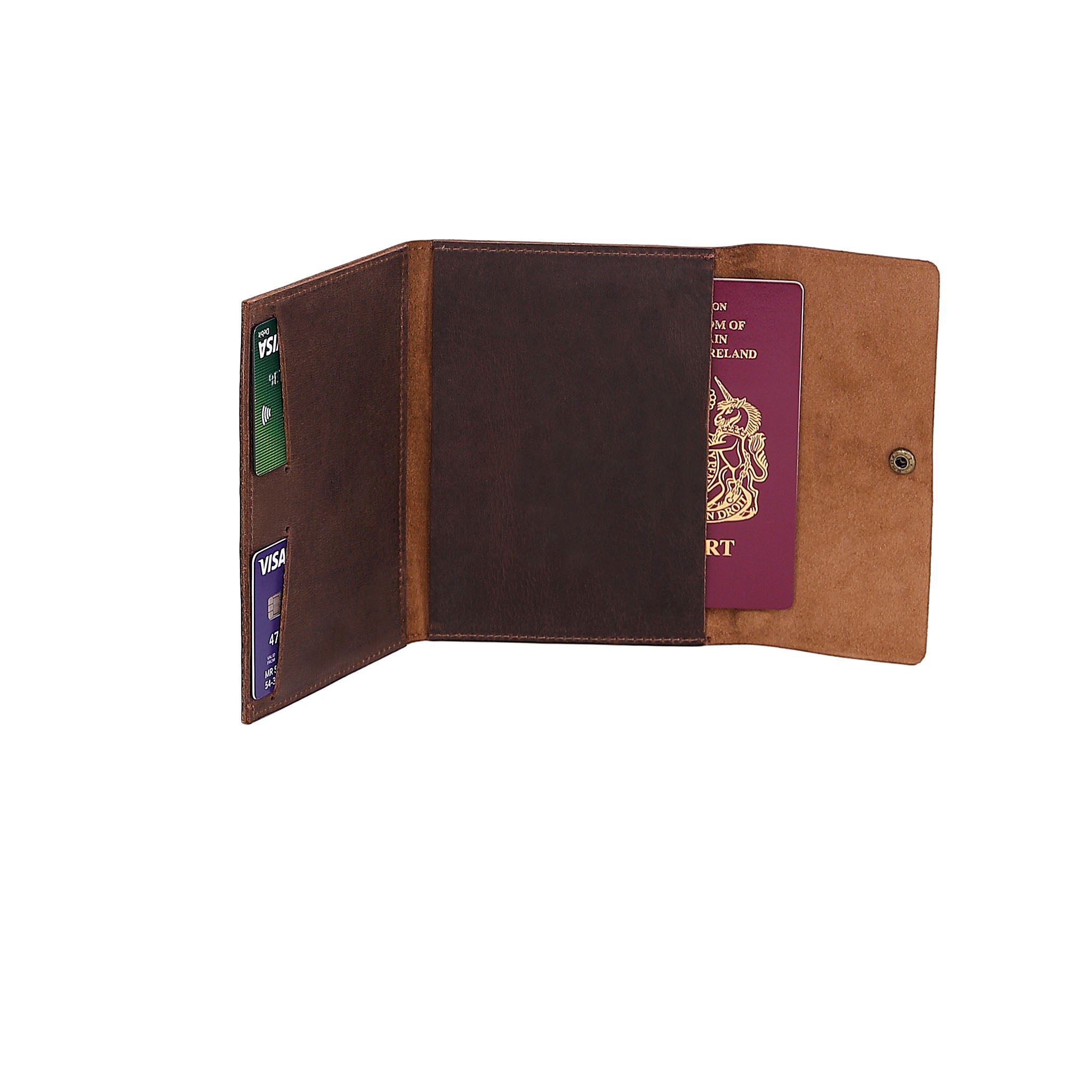 Leather Passport Holder - Dark Brown