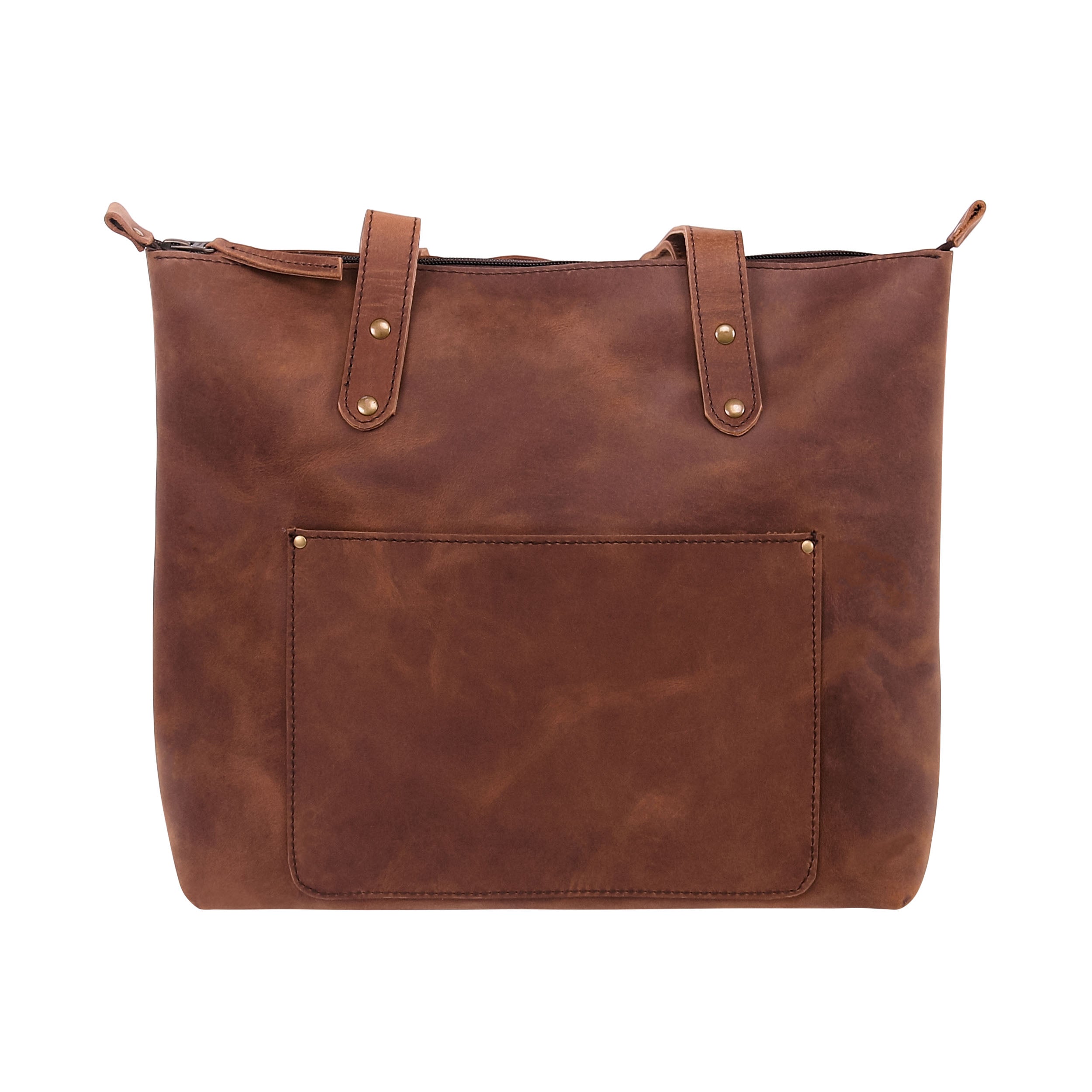 Leather Tote Bag 9912 - Medium Brown