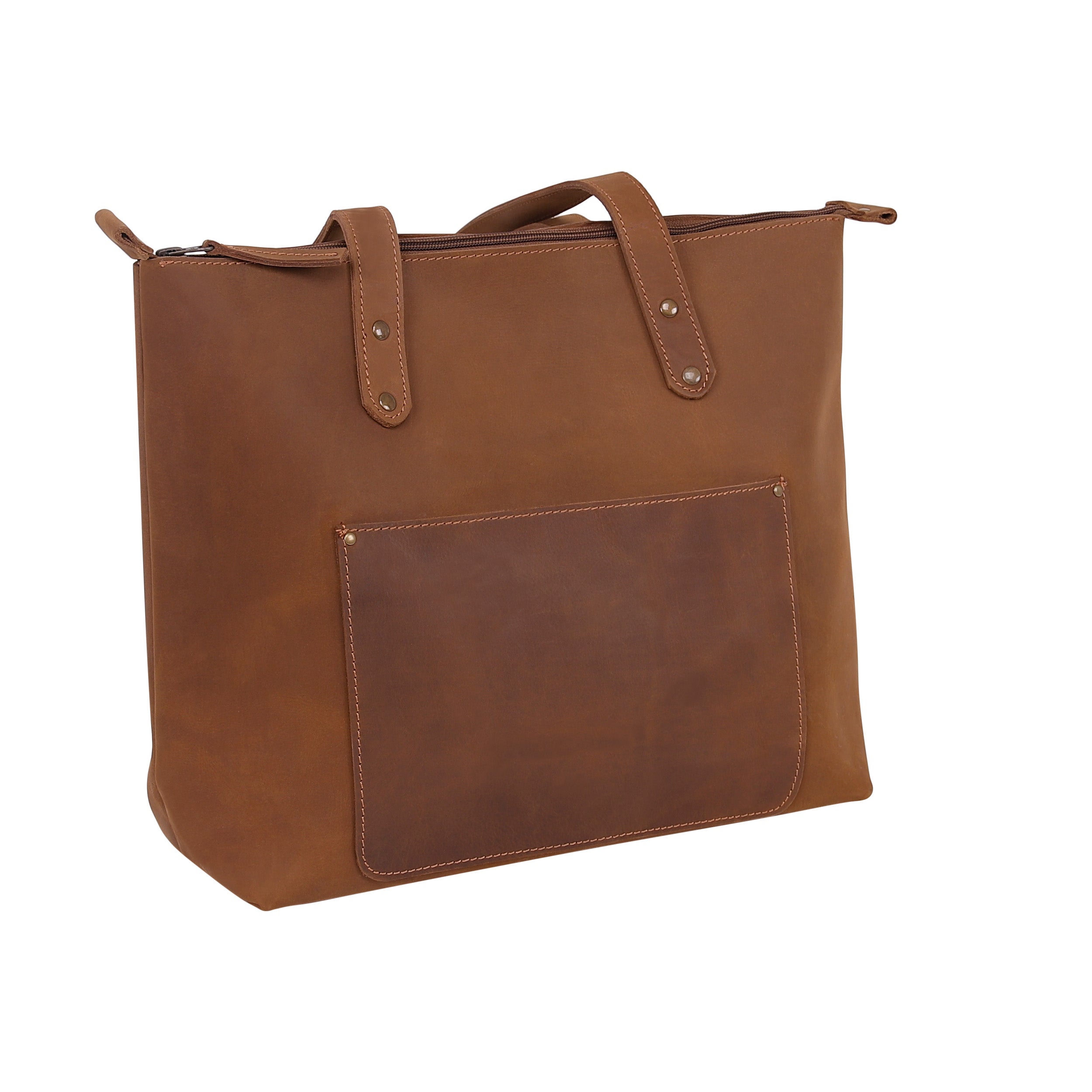 Leather Tote Bag 9912 - Light Brown