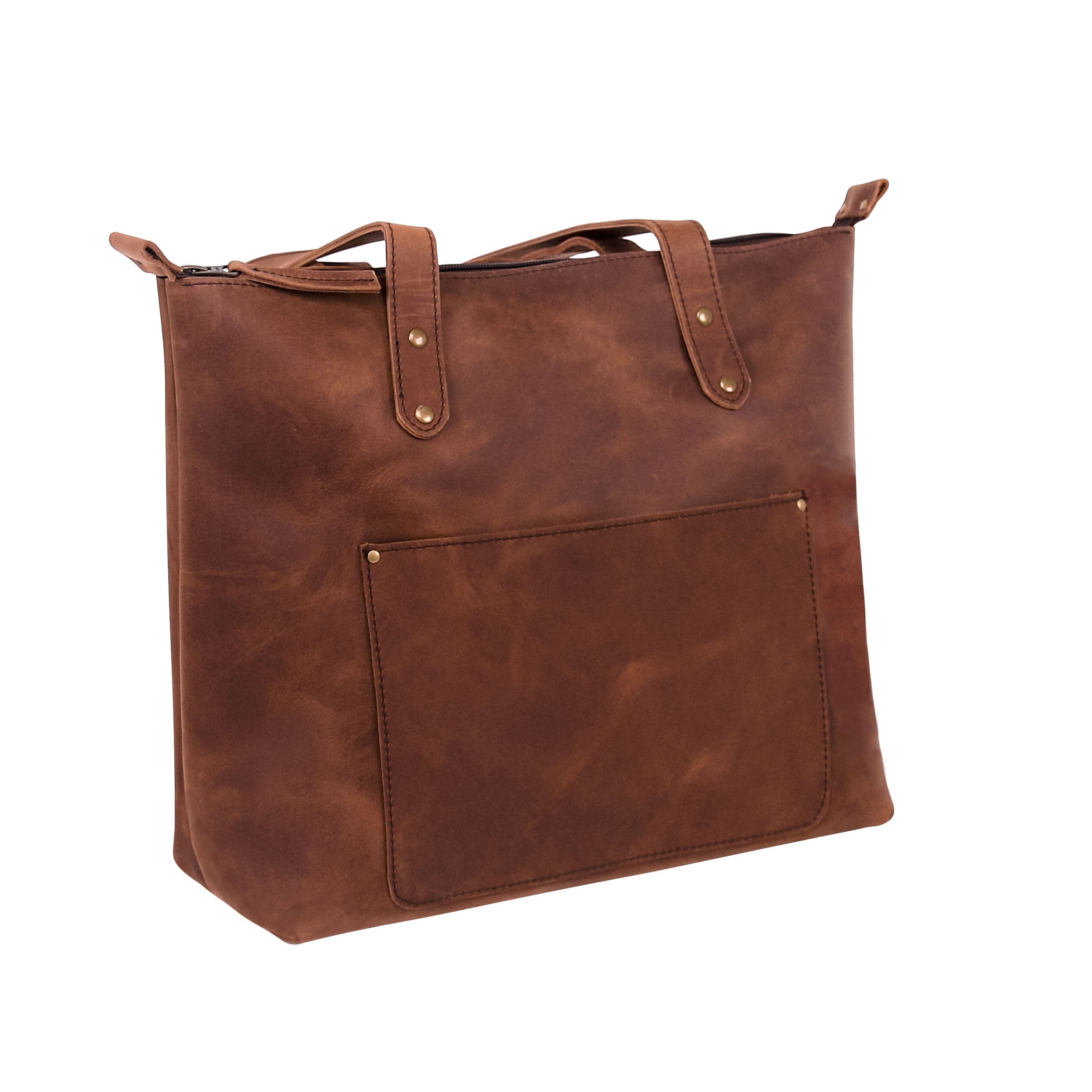 Leather Tote Bag 9912 - Medium Brown