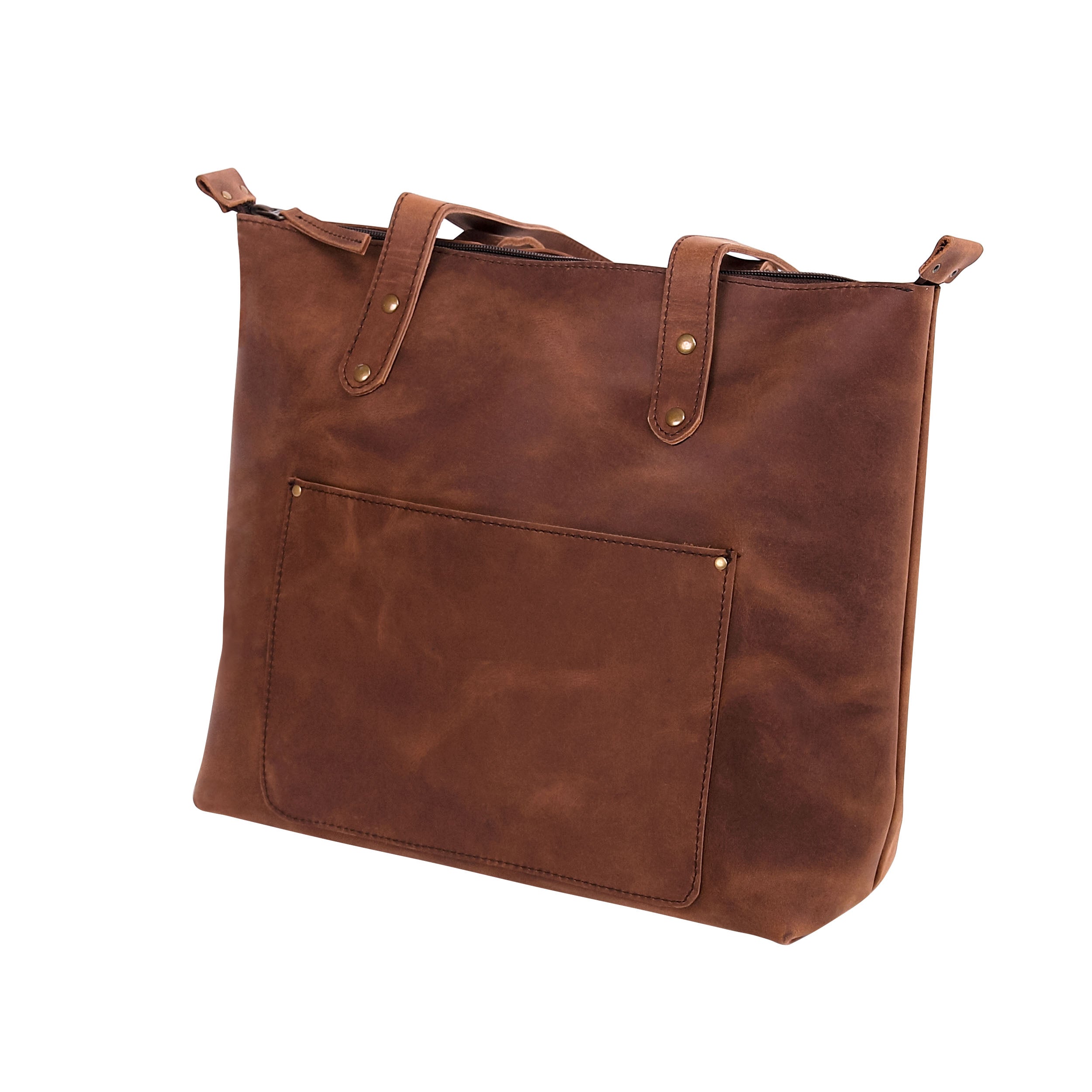 Leather Tote Bag 9912 - Medium Brown