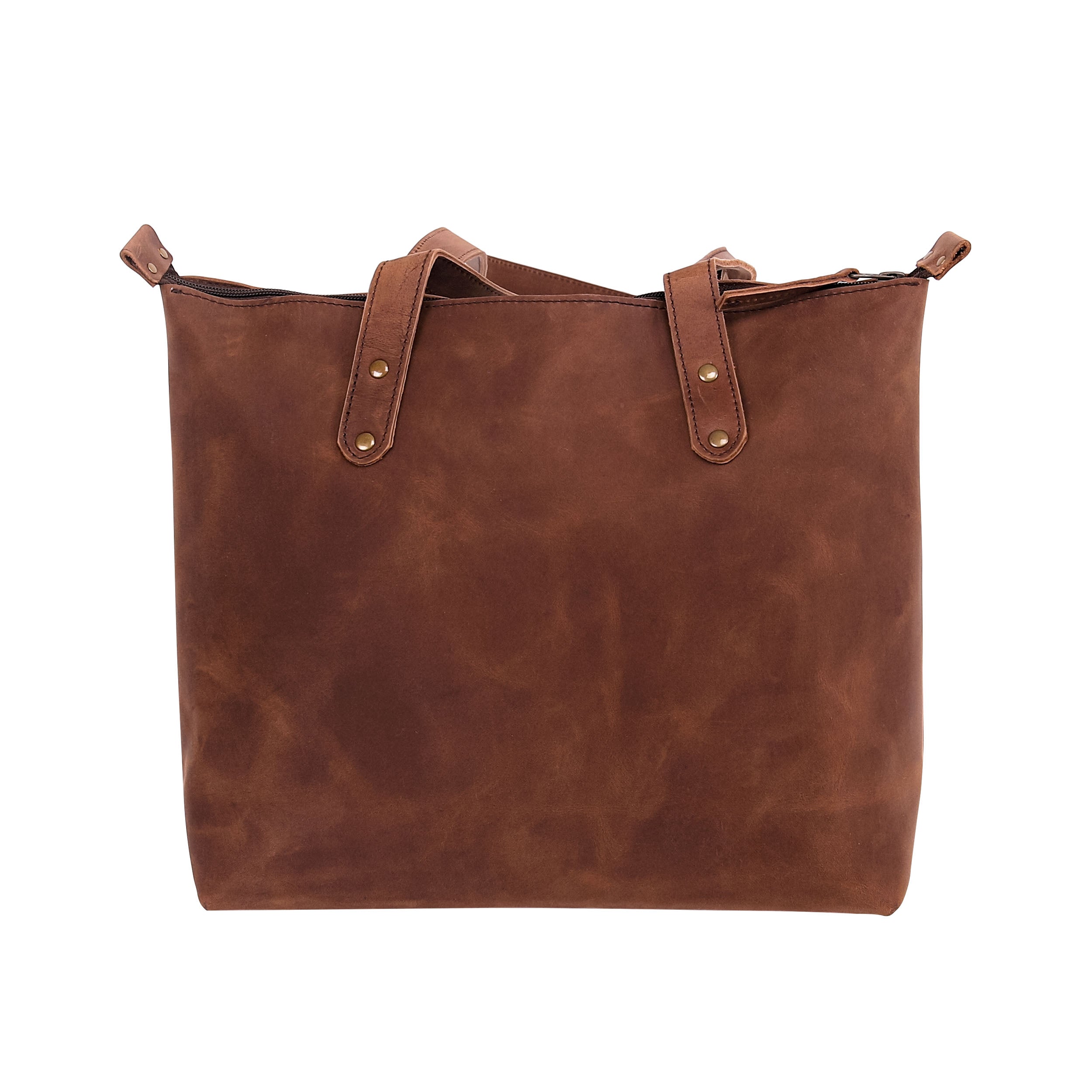 Leather Tote Bag 9912 - Medium Brown