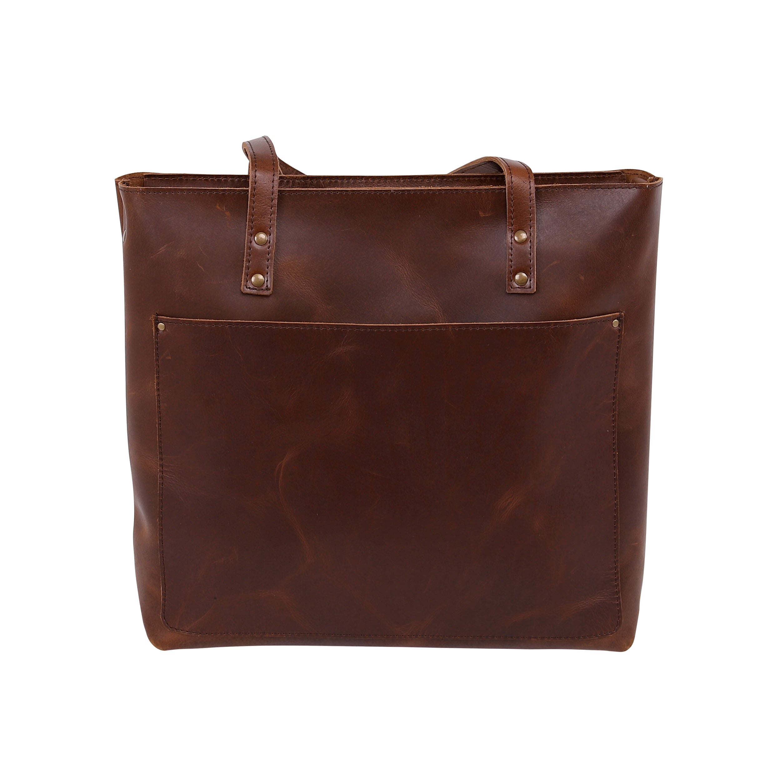 Leather Tote Bag 9916 - Medium Brown