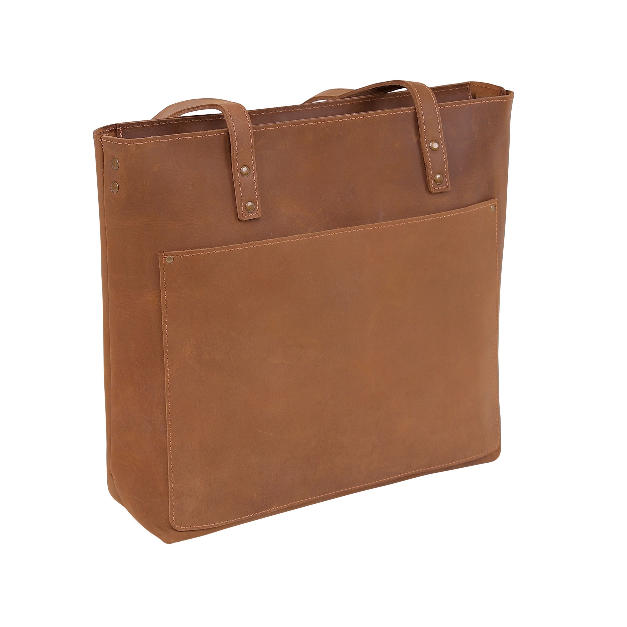 Leather Tote Bag 9916 - Light Brown