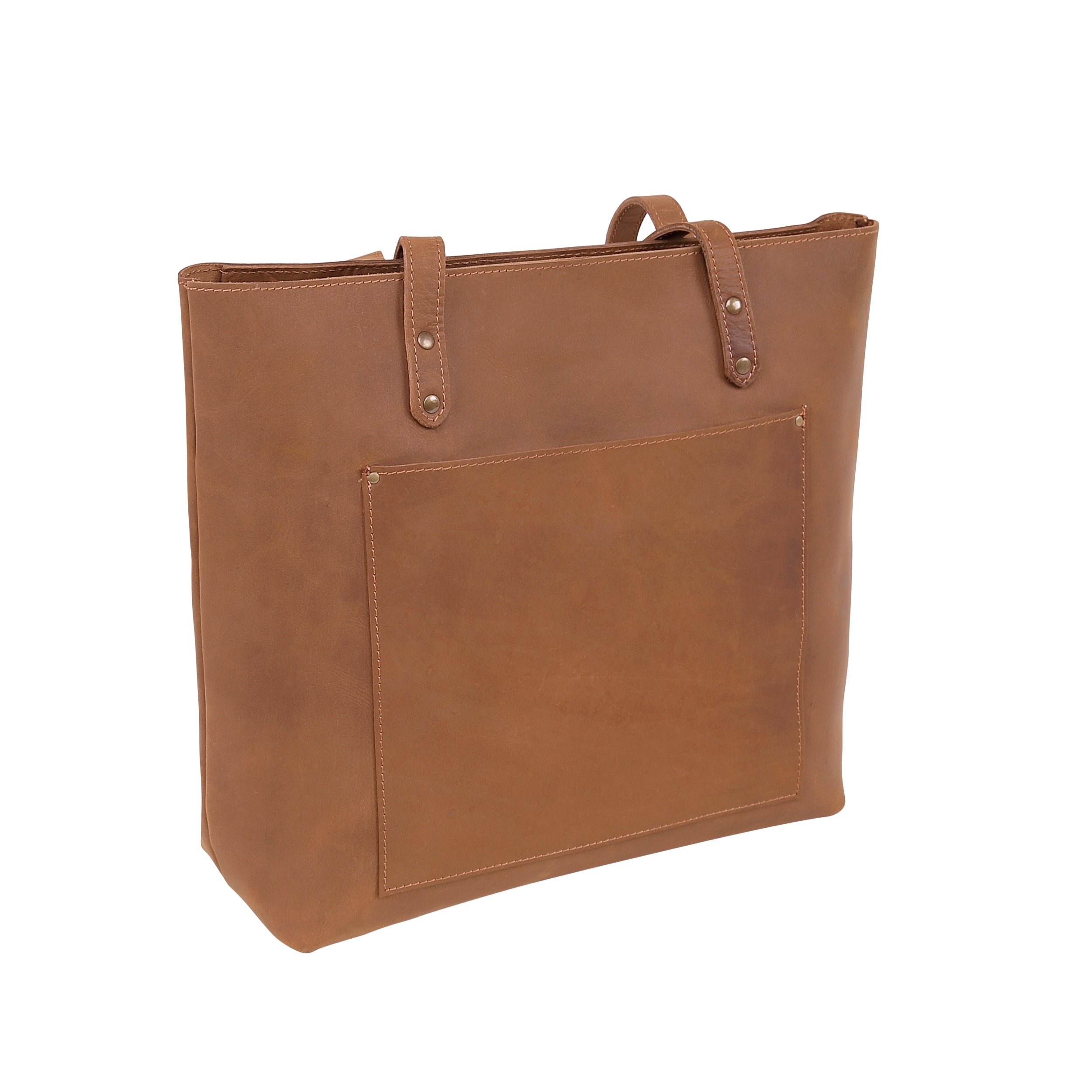 Leather Tote Bag 9917 - Light Brown