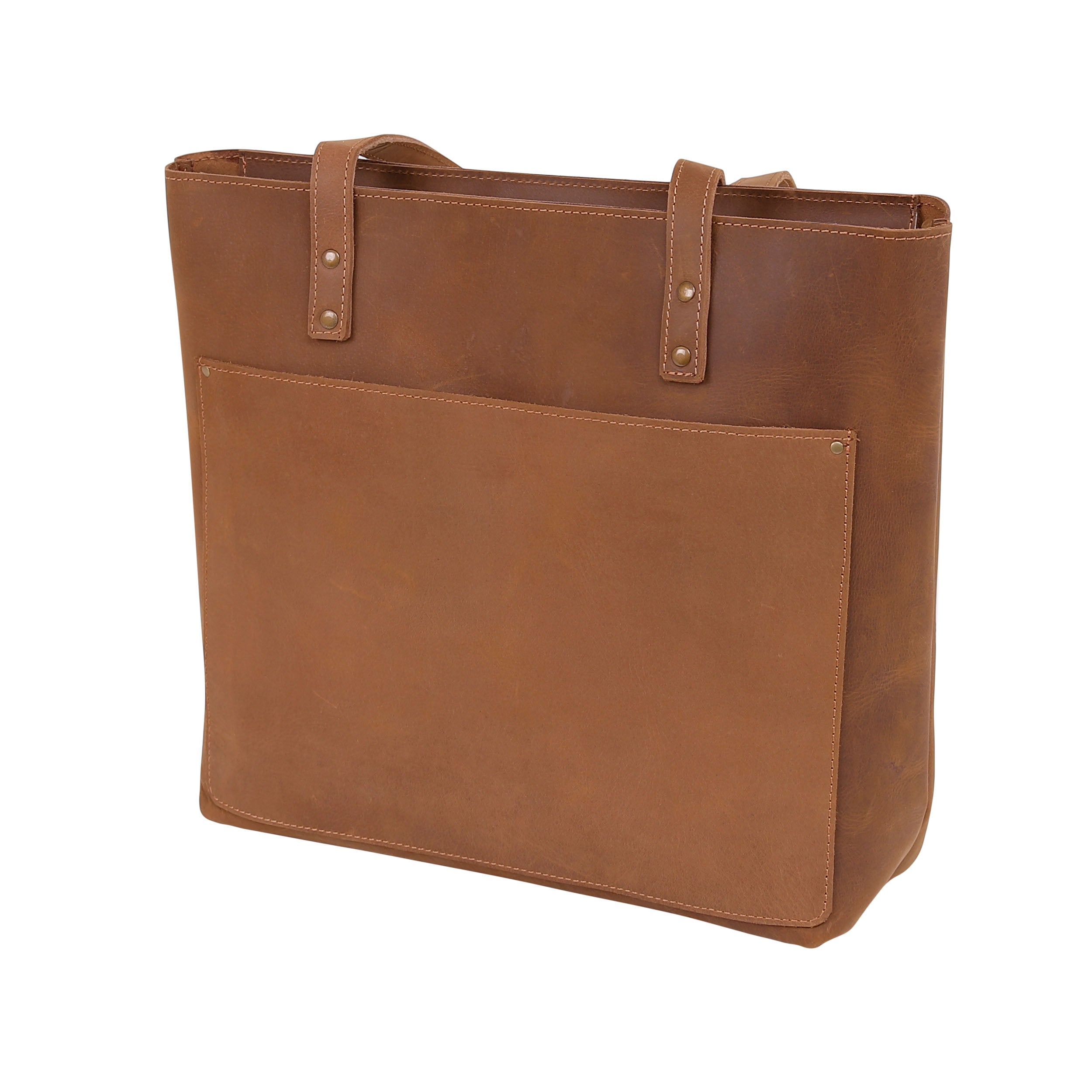 Leather Tote Bag 9916 - Light Brown