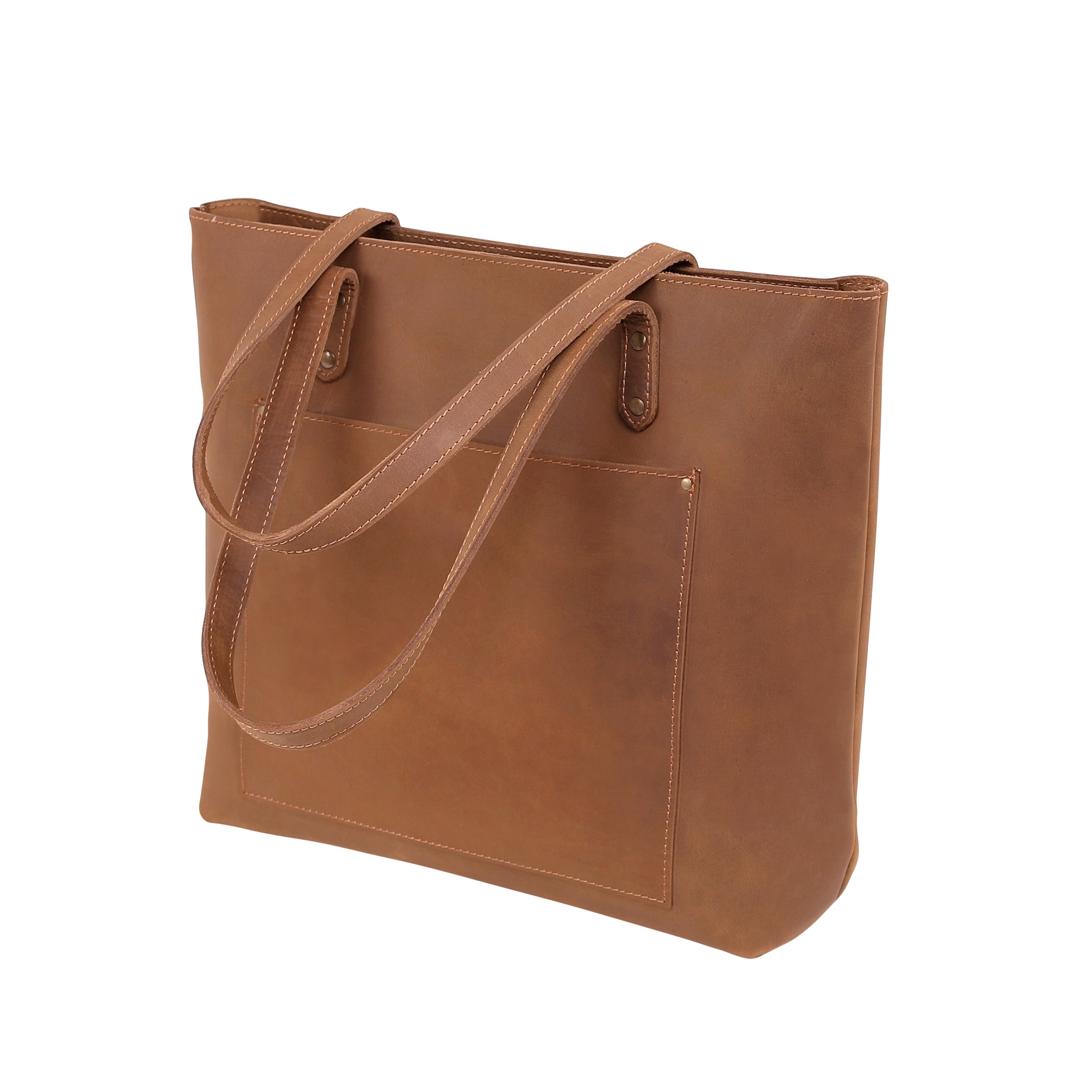 Leather Tote Bag 9917 - Light Brown