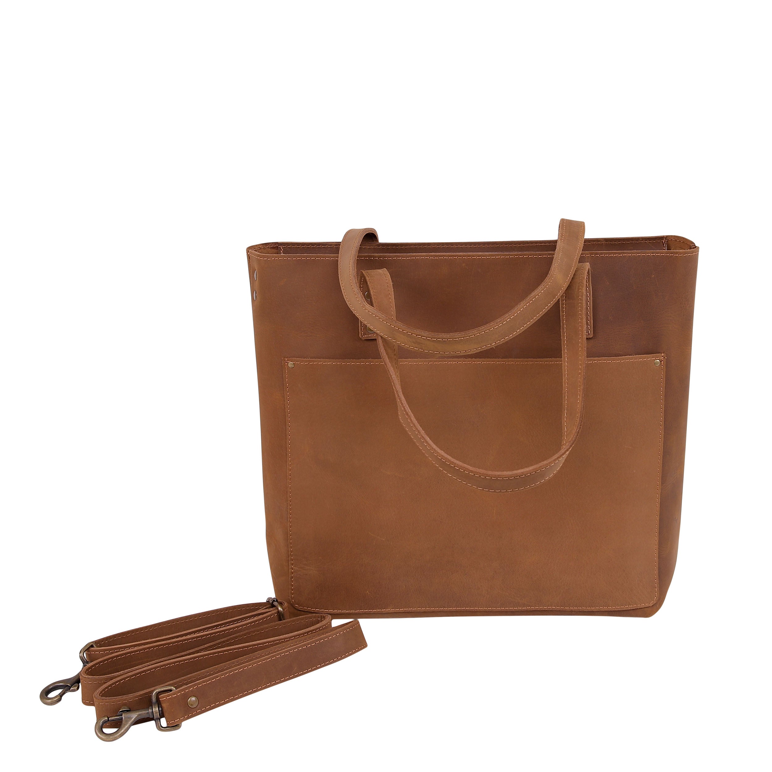 Leather Tote Bag 9916 - Light Brown