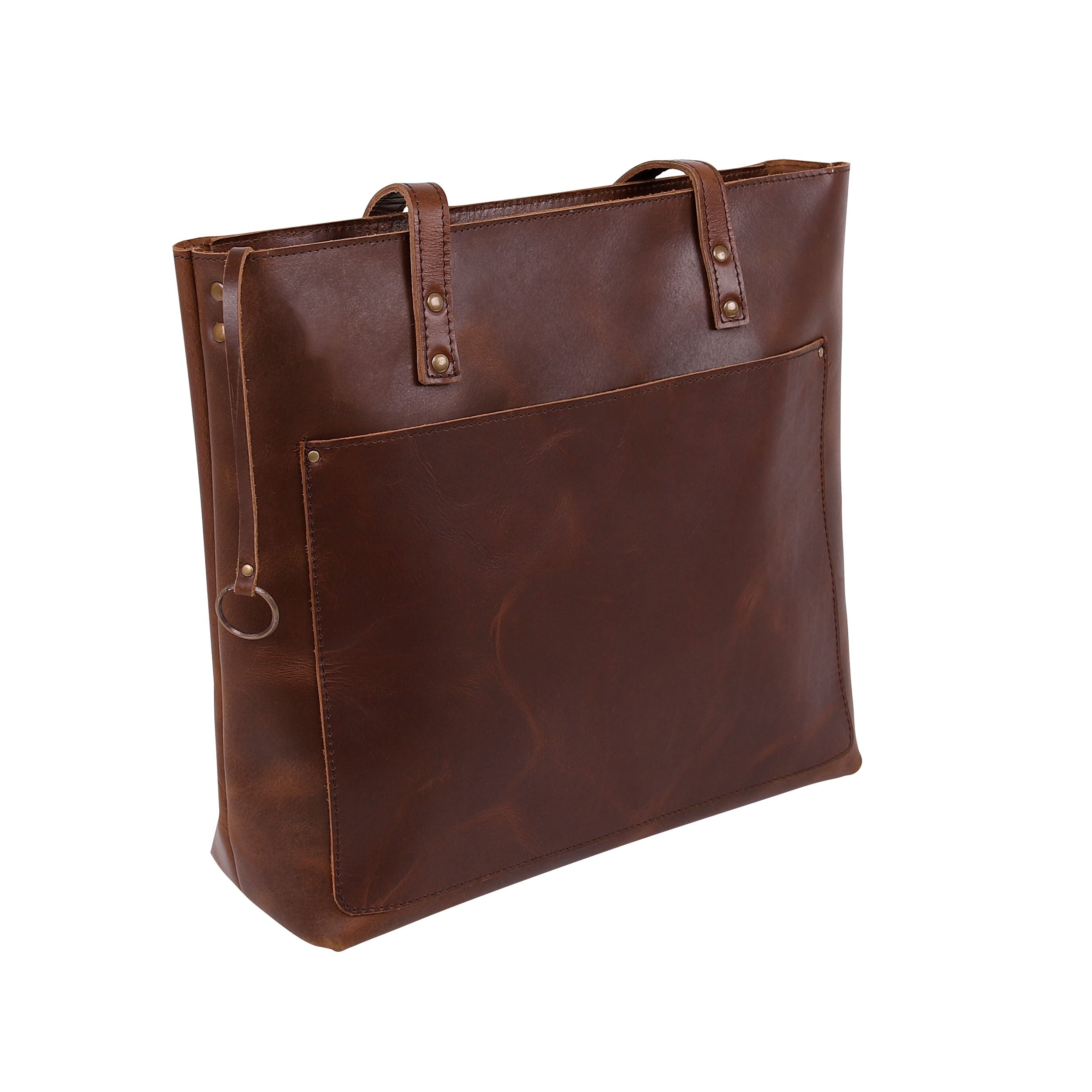 Leather Tote Bag 9916 - Medium Brown