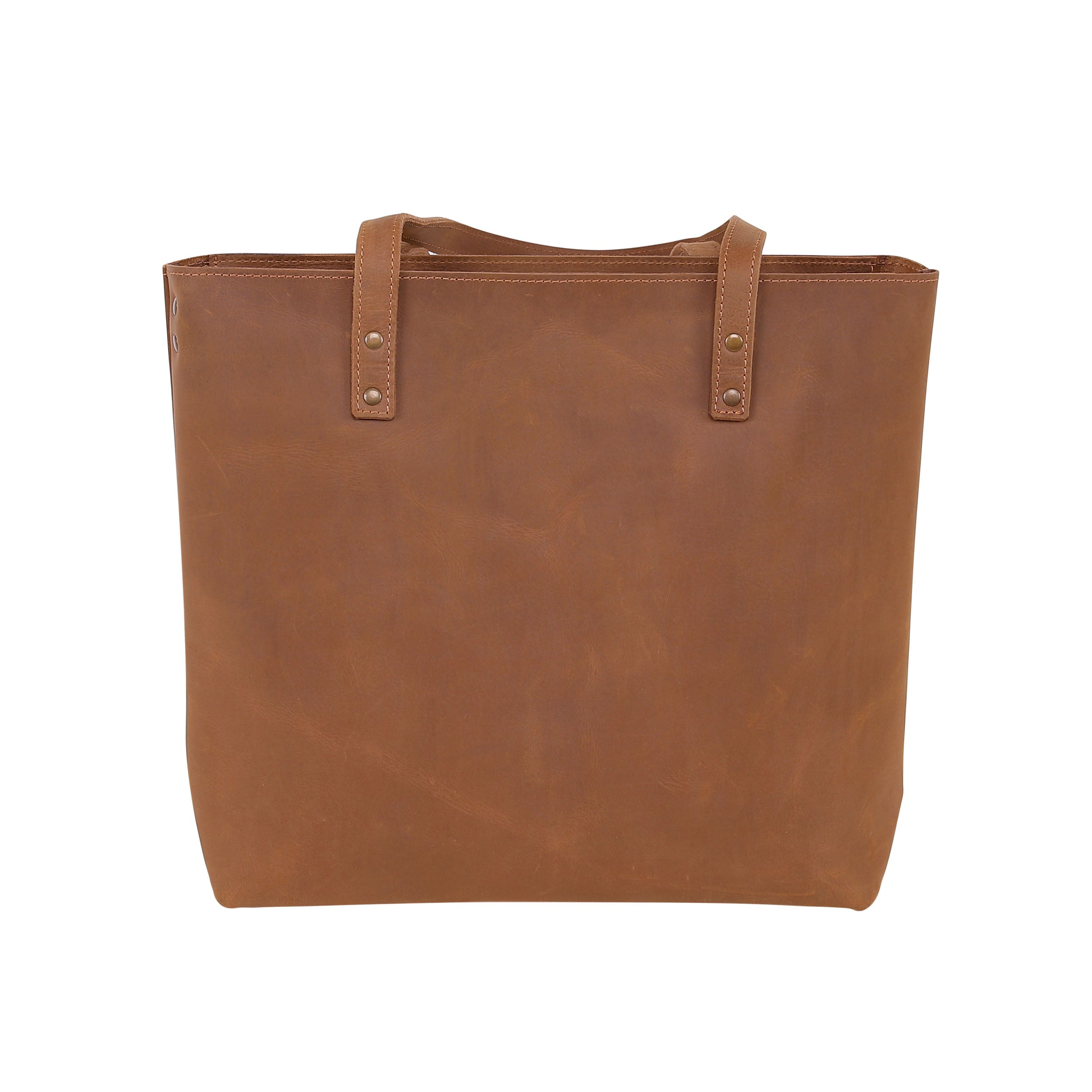 Leather Tote Bag 9916 - Light Brown