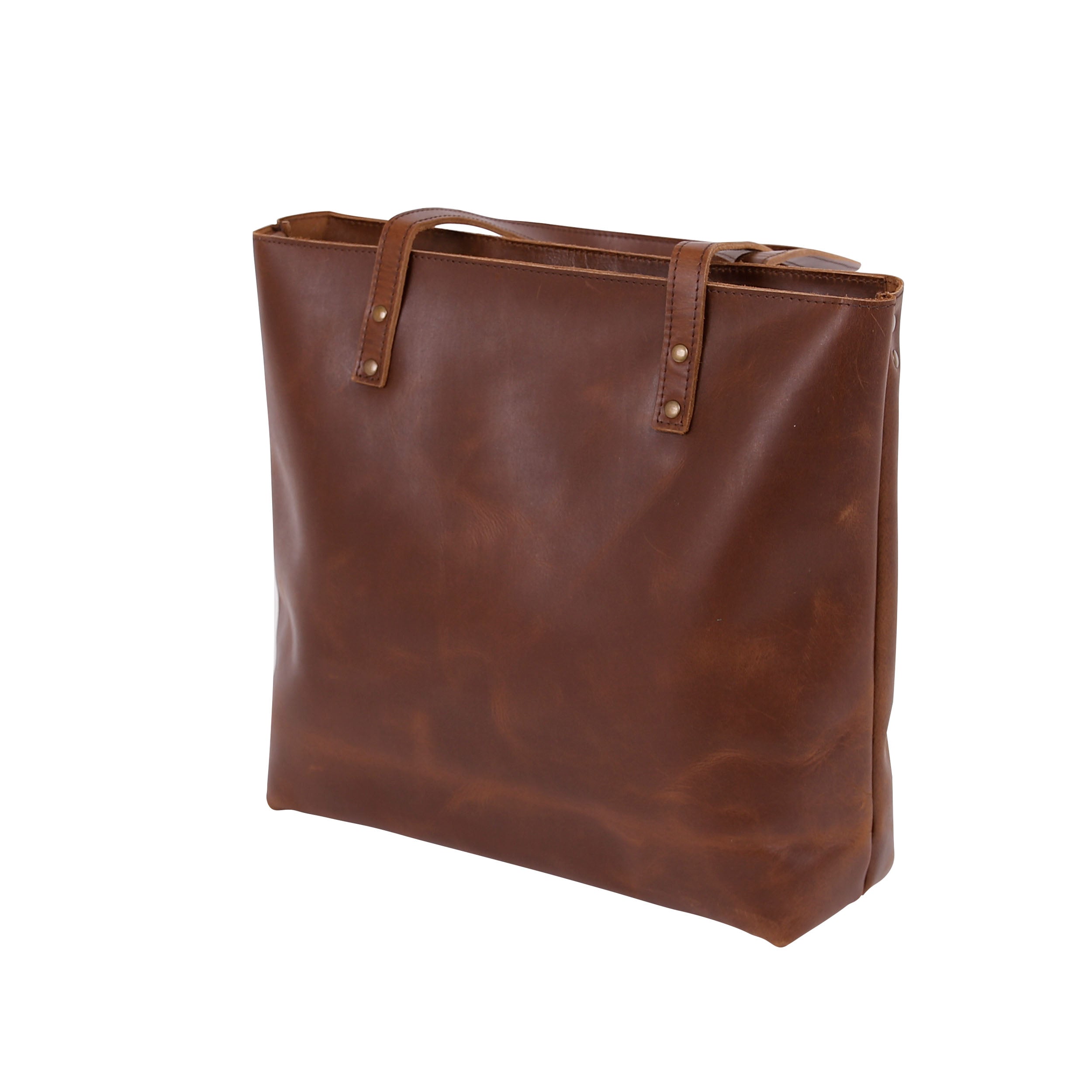 Leather Tote Bag 9916 - Medium Brown