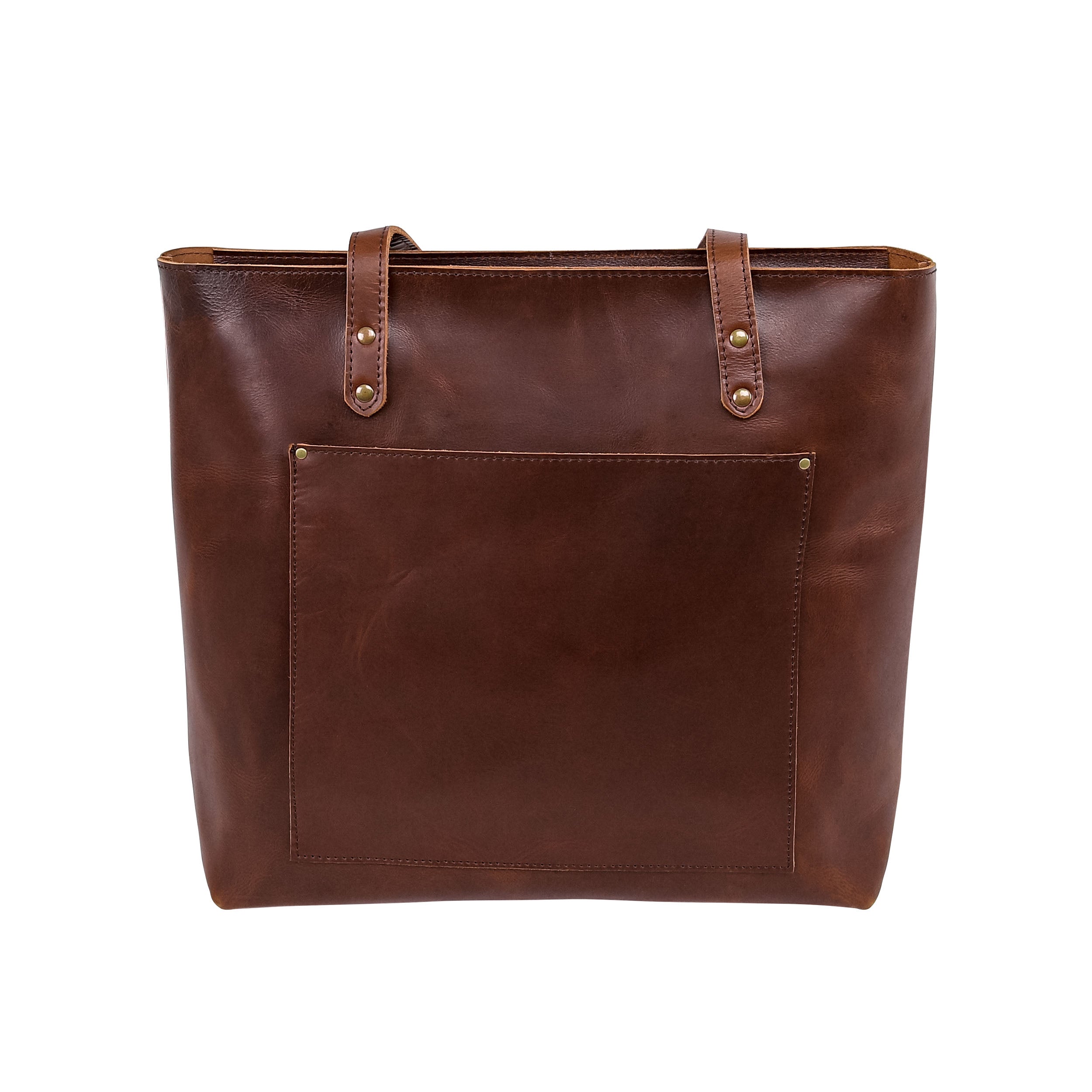 Dark brown hotsell leather tote bag