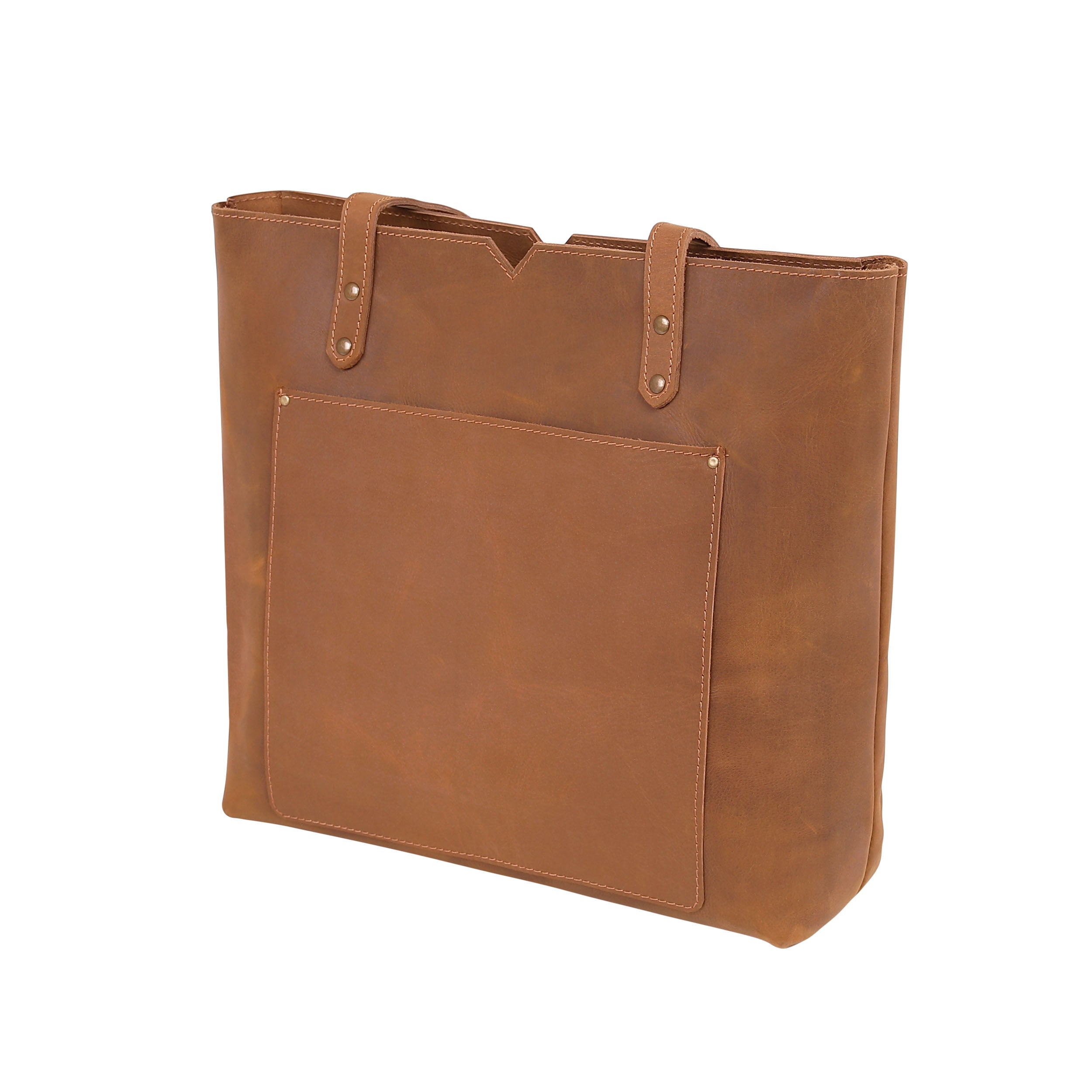 Leather Tote Bag 9918 - Light Brown